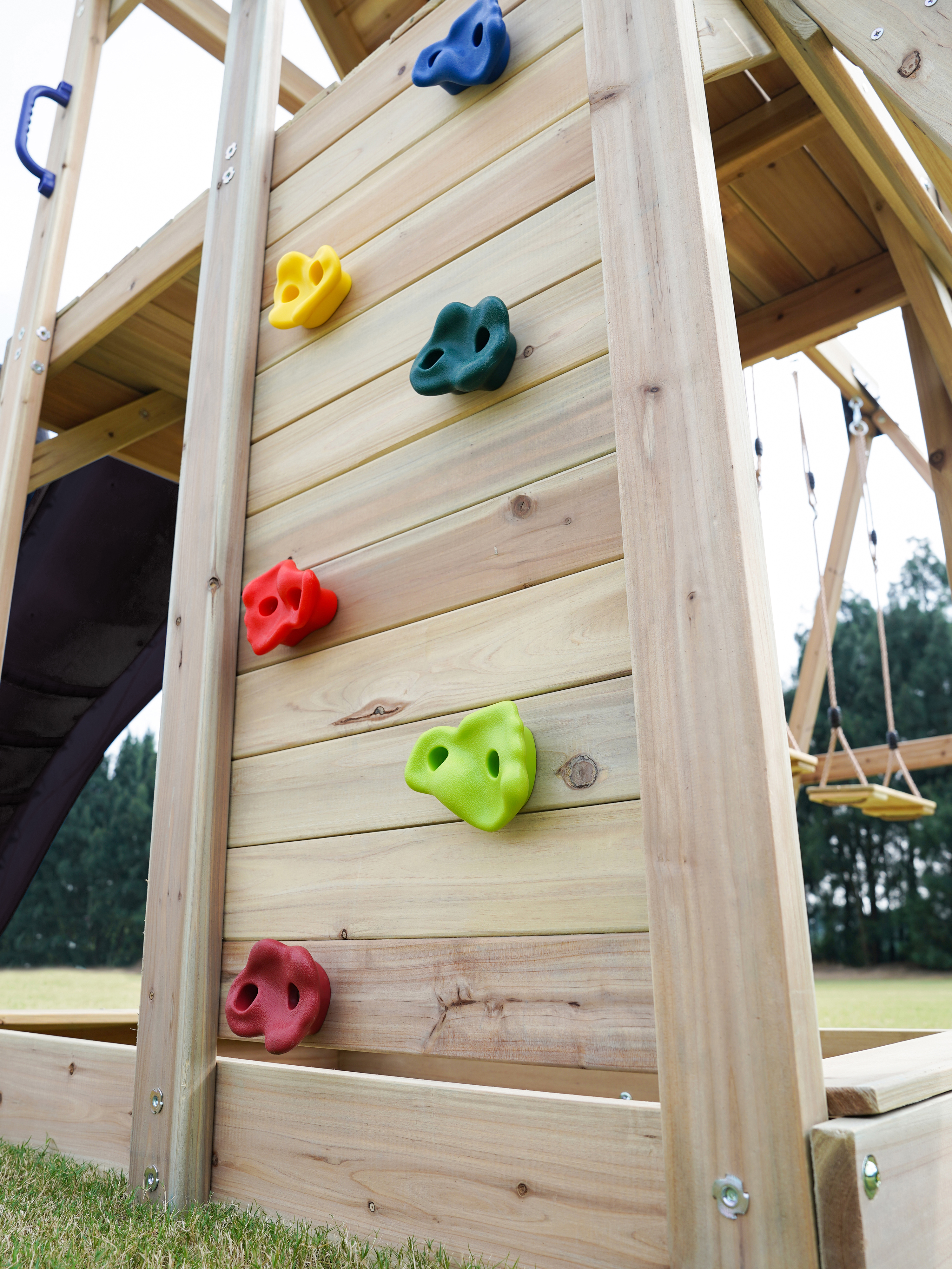 AXI Moos Climbing Frame with Double Swing Set - Grey Slide