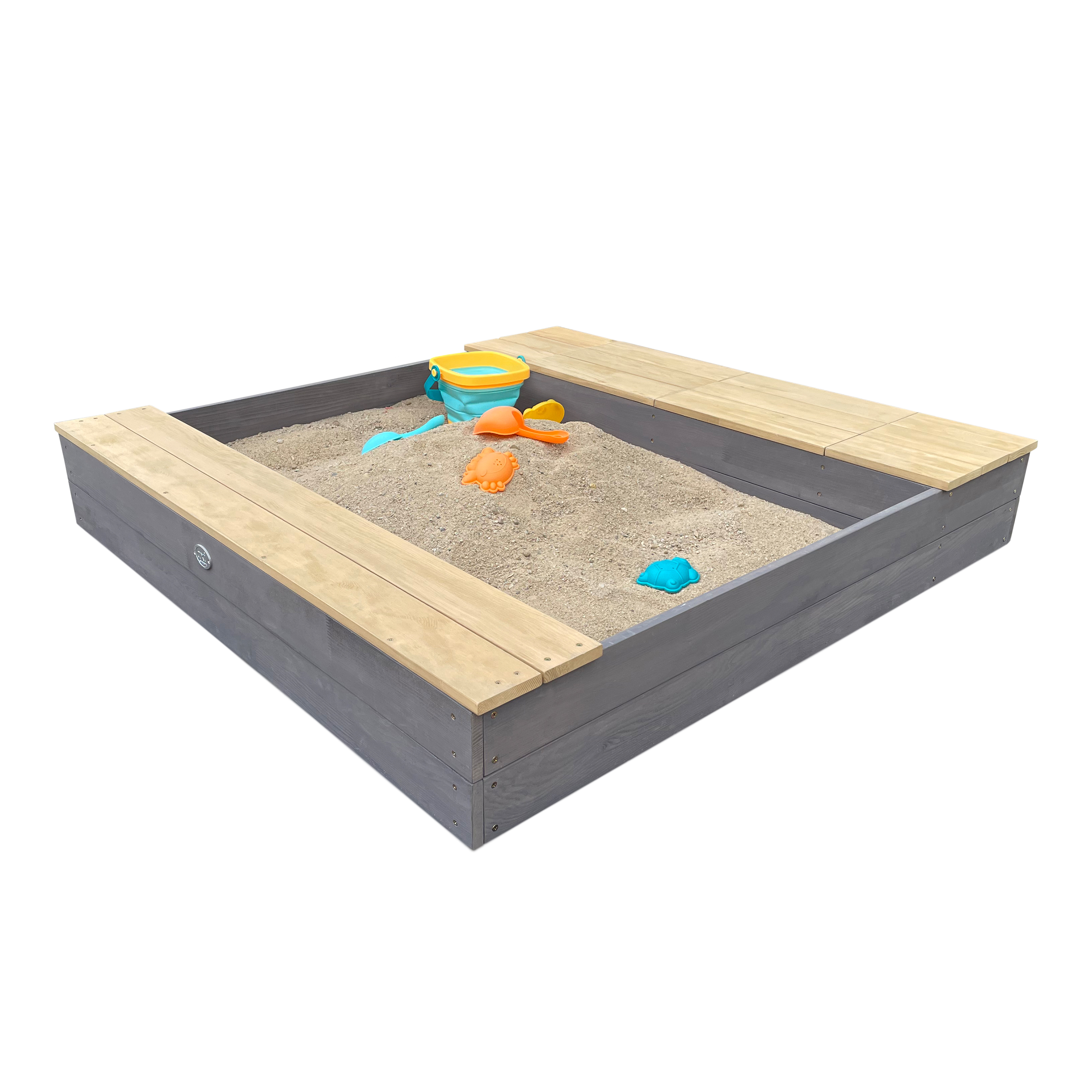 AXI Evy Sandbox with Bins and Storage - 119 x 117 cm - Grey/Brown