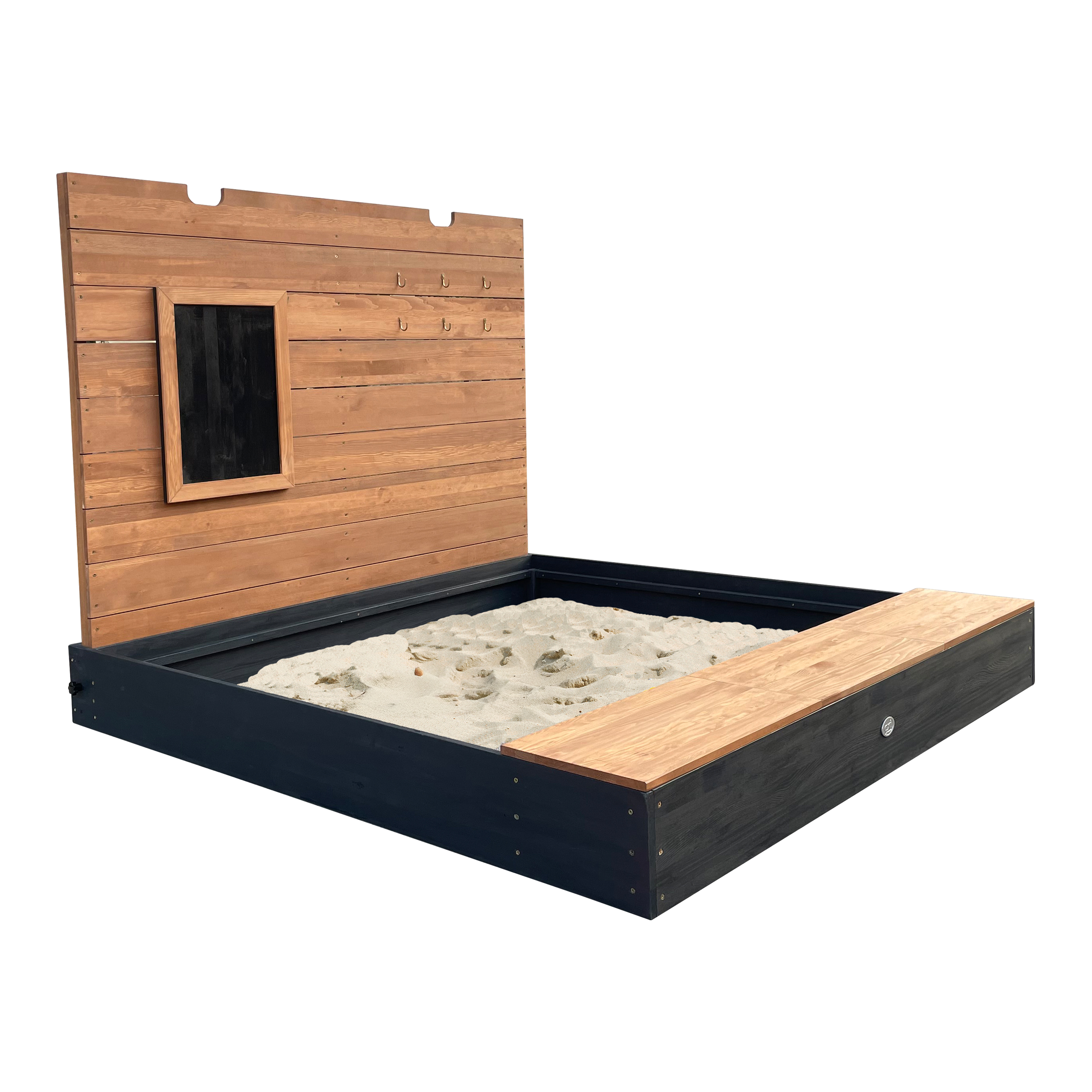 AXI Mandy XXL Sandbox with Storage and Lid - 160 x 151 cm - Anthracite/Brown