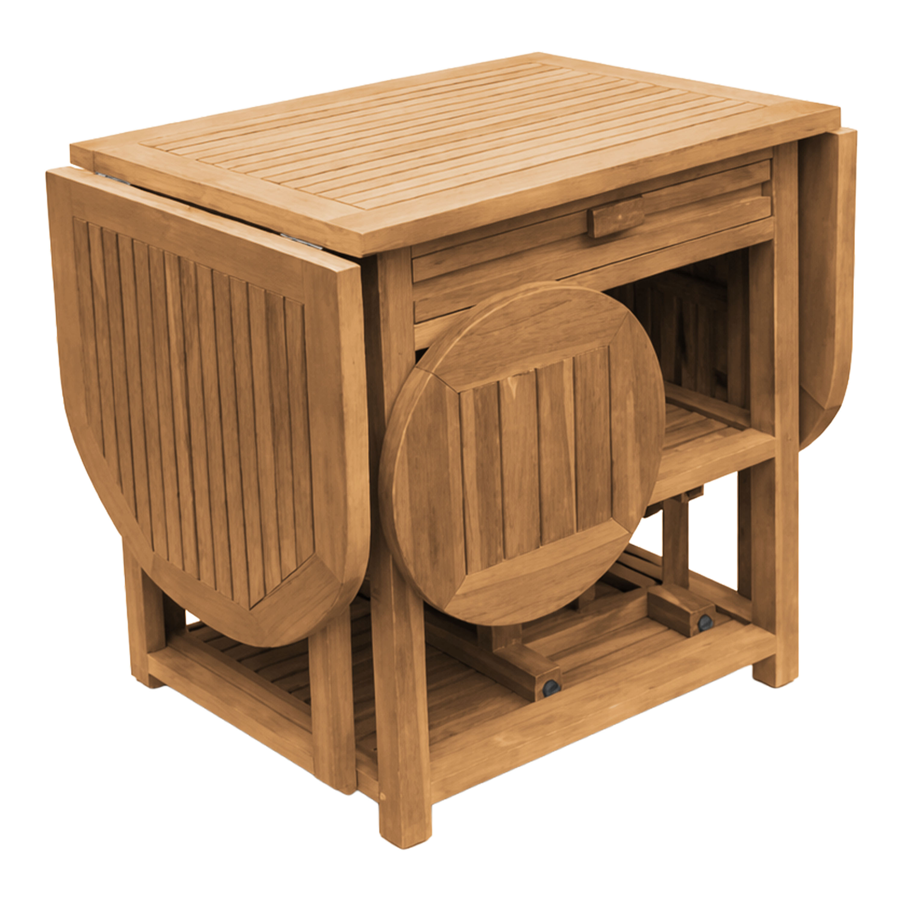 AXI Nomani Foldable Teak Low Bar Set with 2 stools