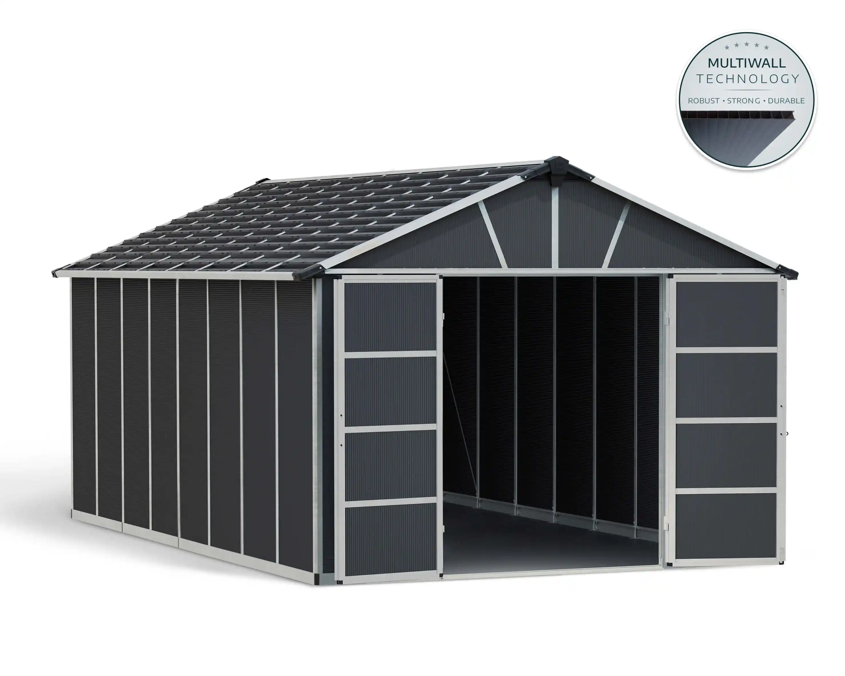 Canopia Yukon grote 519X332 cm schuur met vloer Donkergrijs-7290108139297 Canopia Yukon grote 519X332 cm schuur met vloer Donkergrijs