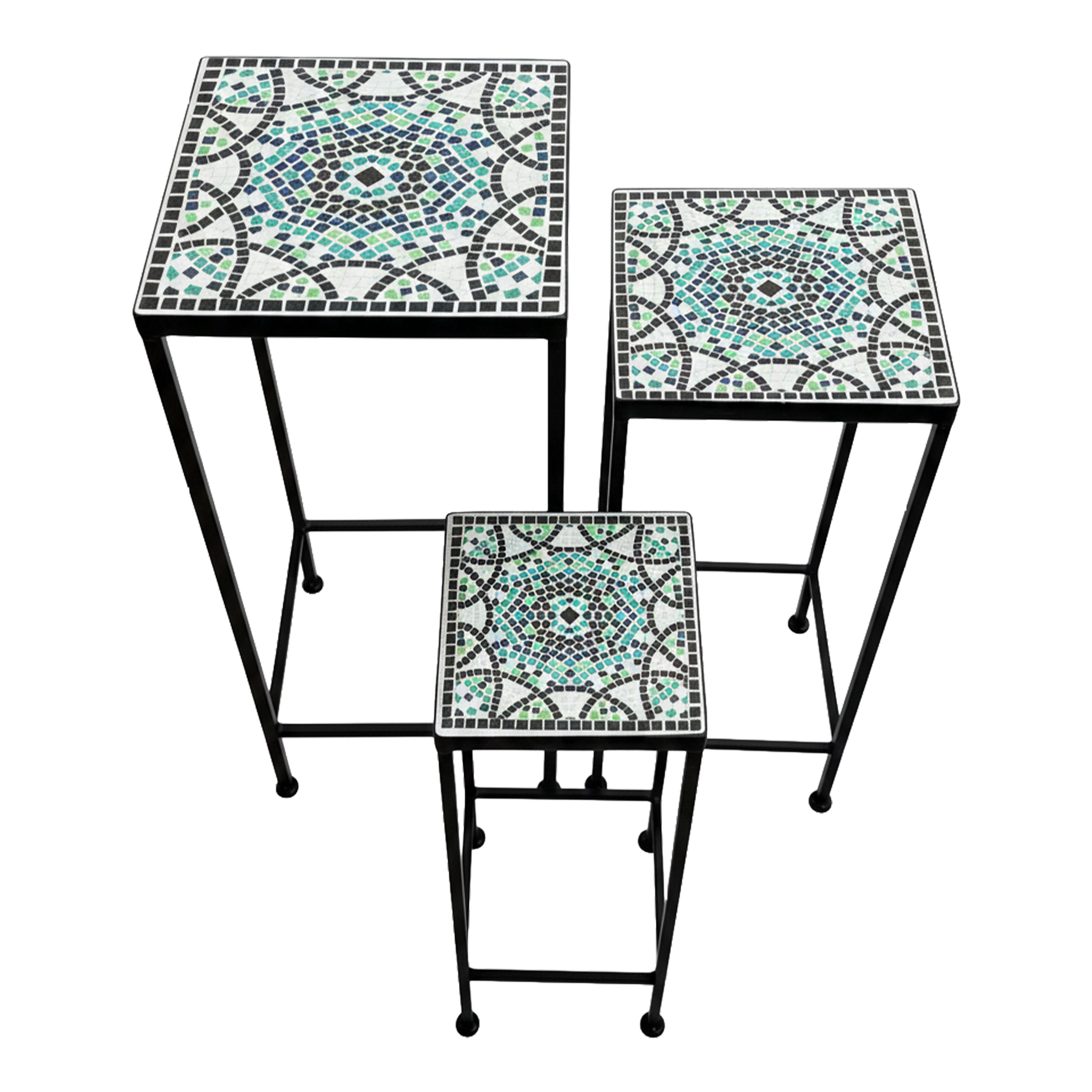 AXI Eline Mosaic Plant Table Square Multicolor – Set of 3