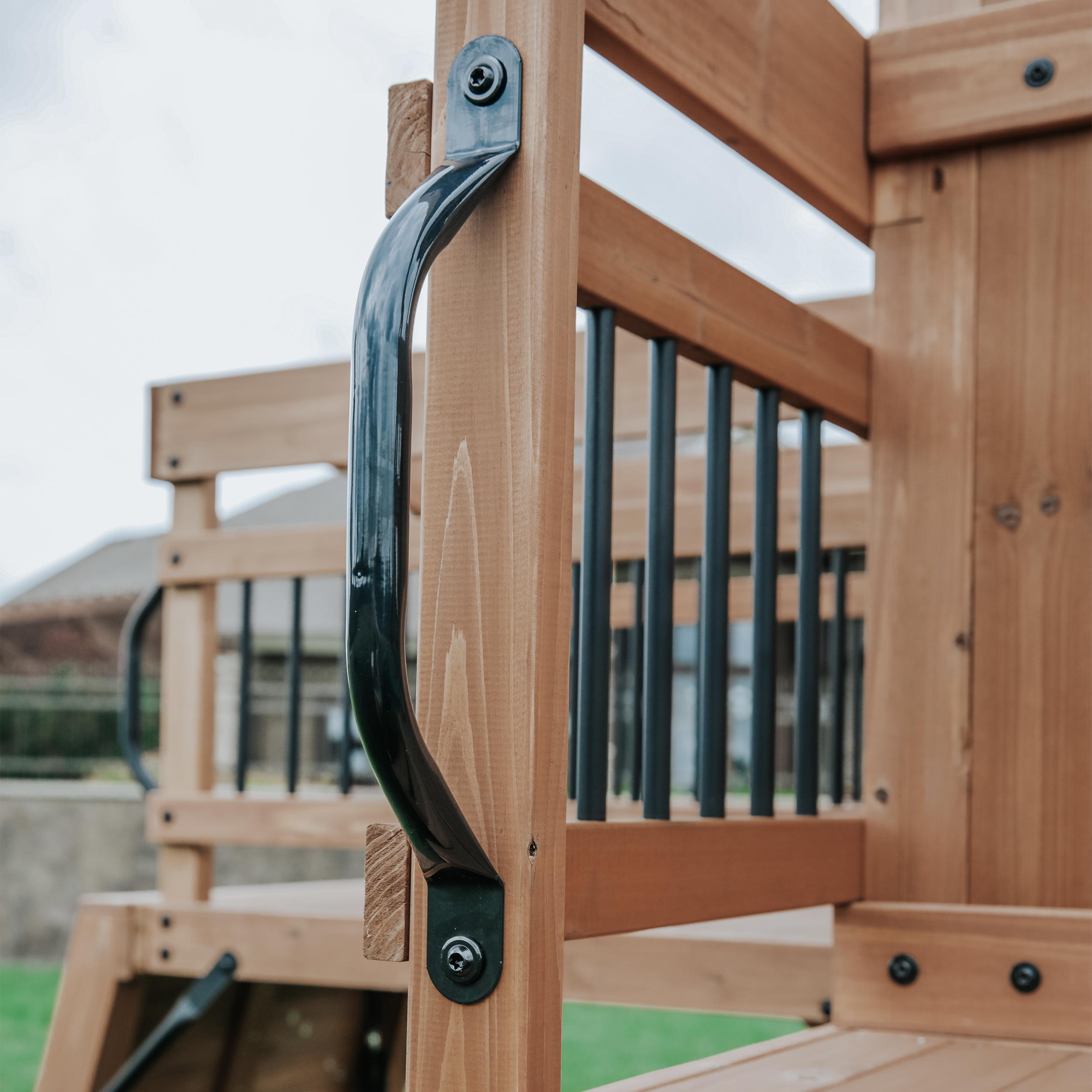 Backyard Discovery Sterling Point Play Set with 3 Swings and Slide - Climbing Wall & Rock Wall - Trapeze - Sandbox - Walkway-0752113300378 Backyard Discovery Sterling Point Play Set with 3 Swings and Slide - Climbing Wall & Rock Wall - Trapeze - Sandbox - Walkway