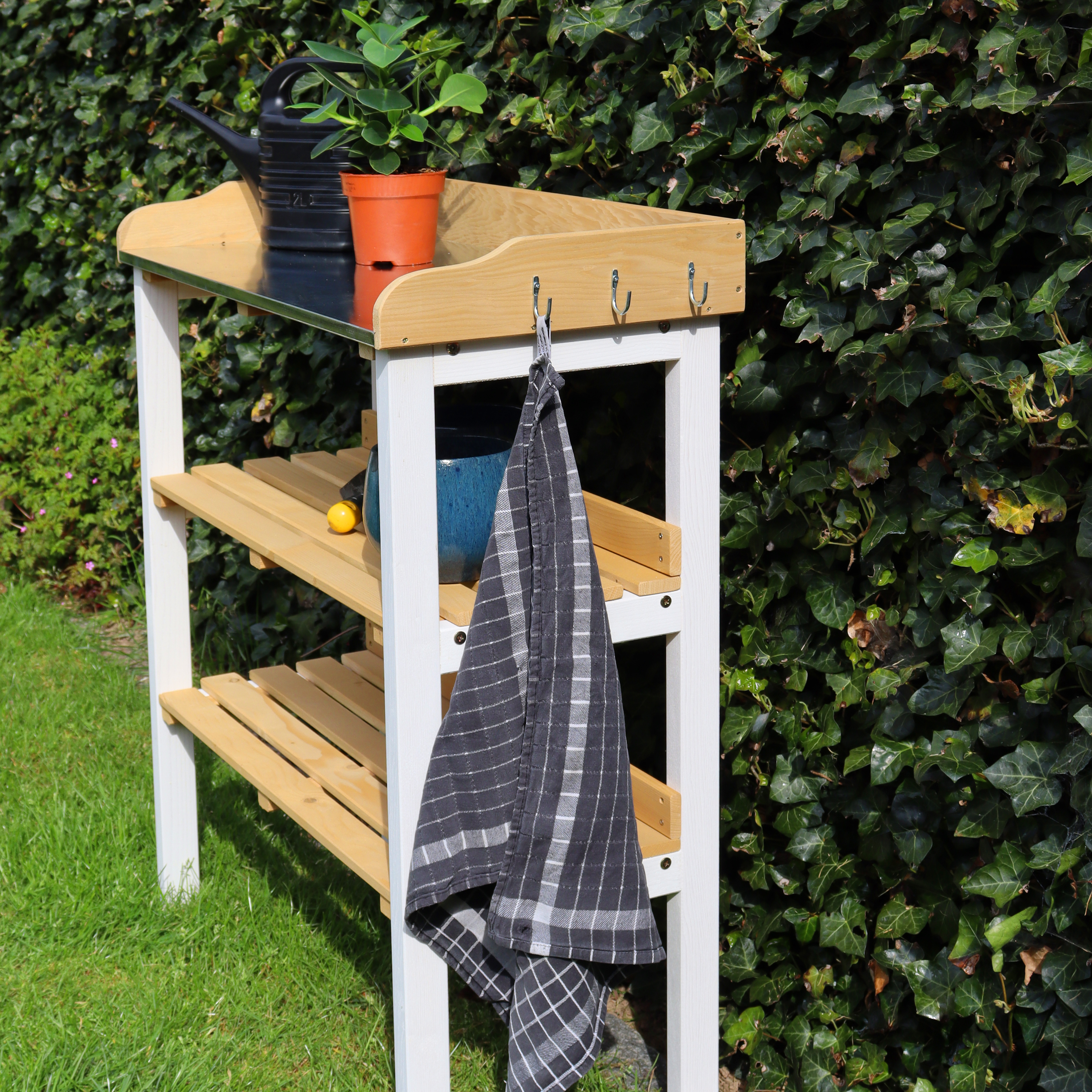 AXI Oppottafel met opbergplanken Bruin/wit-8717973938163 AXI Oppottafel met opbergplanken Bruin/wit