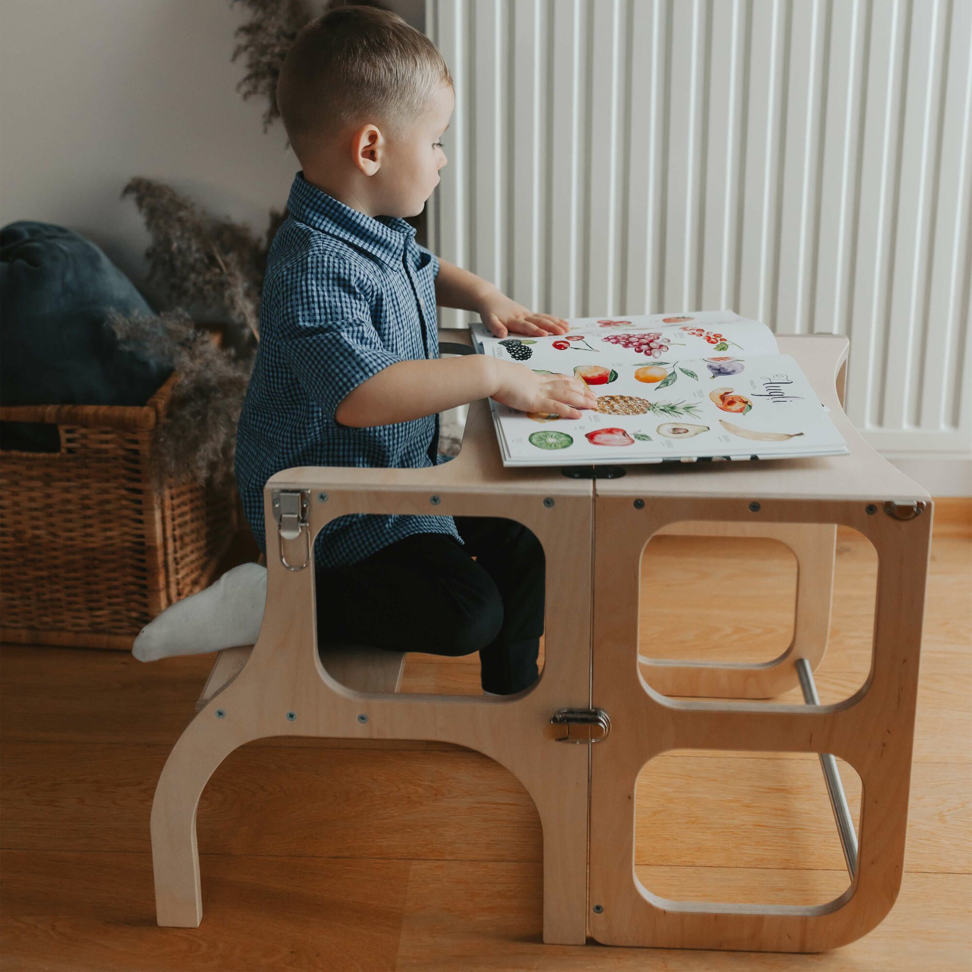 Ette Tete Step'n'Sit Tour Montessori pliable Bois Naturel