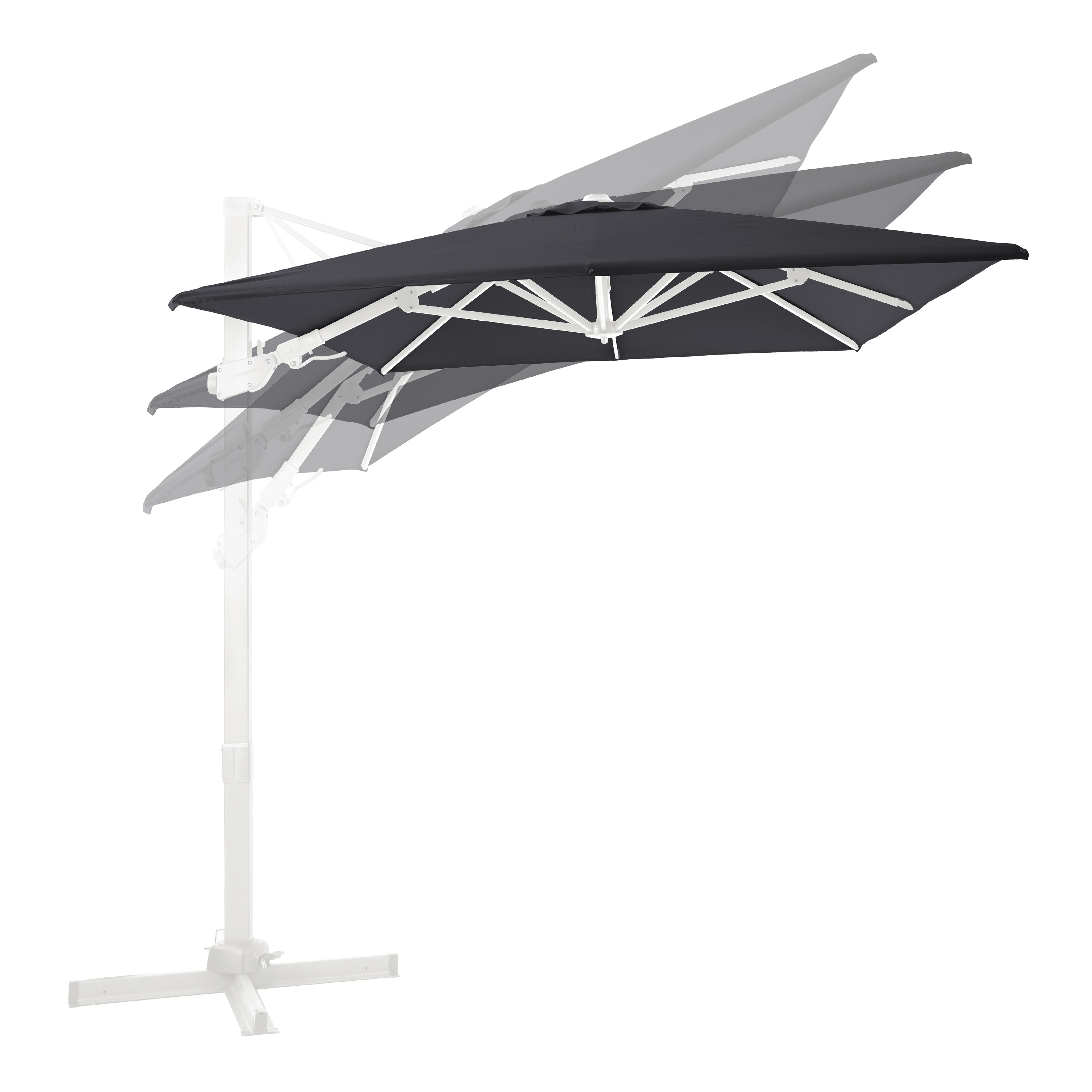 AXI Milad Premium Parasol déporté 200x300cm Blanc/Gris