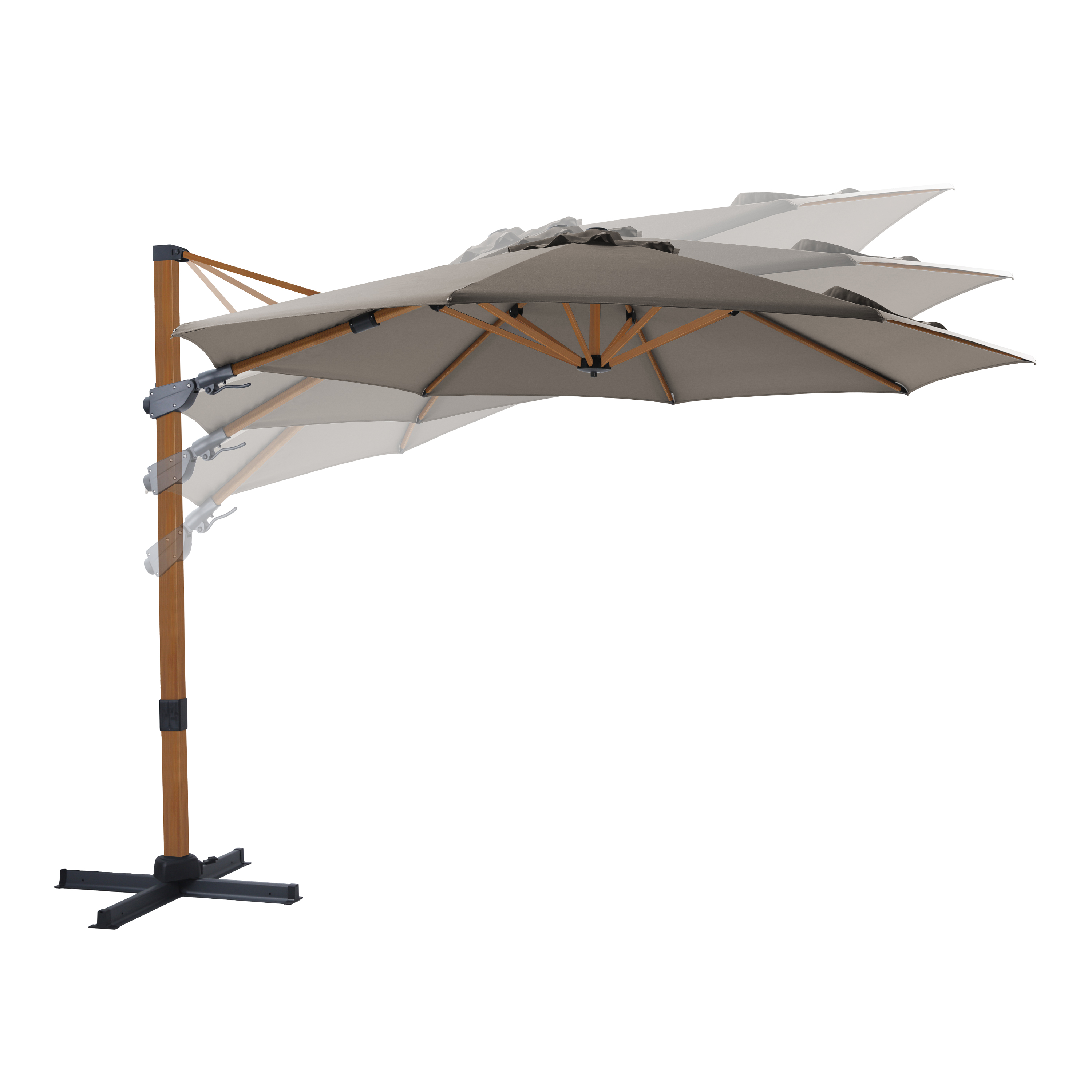 AXI Cyrus Premium Parasol déporté Ø 300cm Aspect bois/taupe 