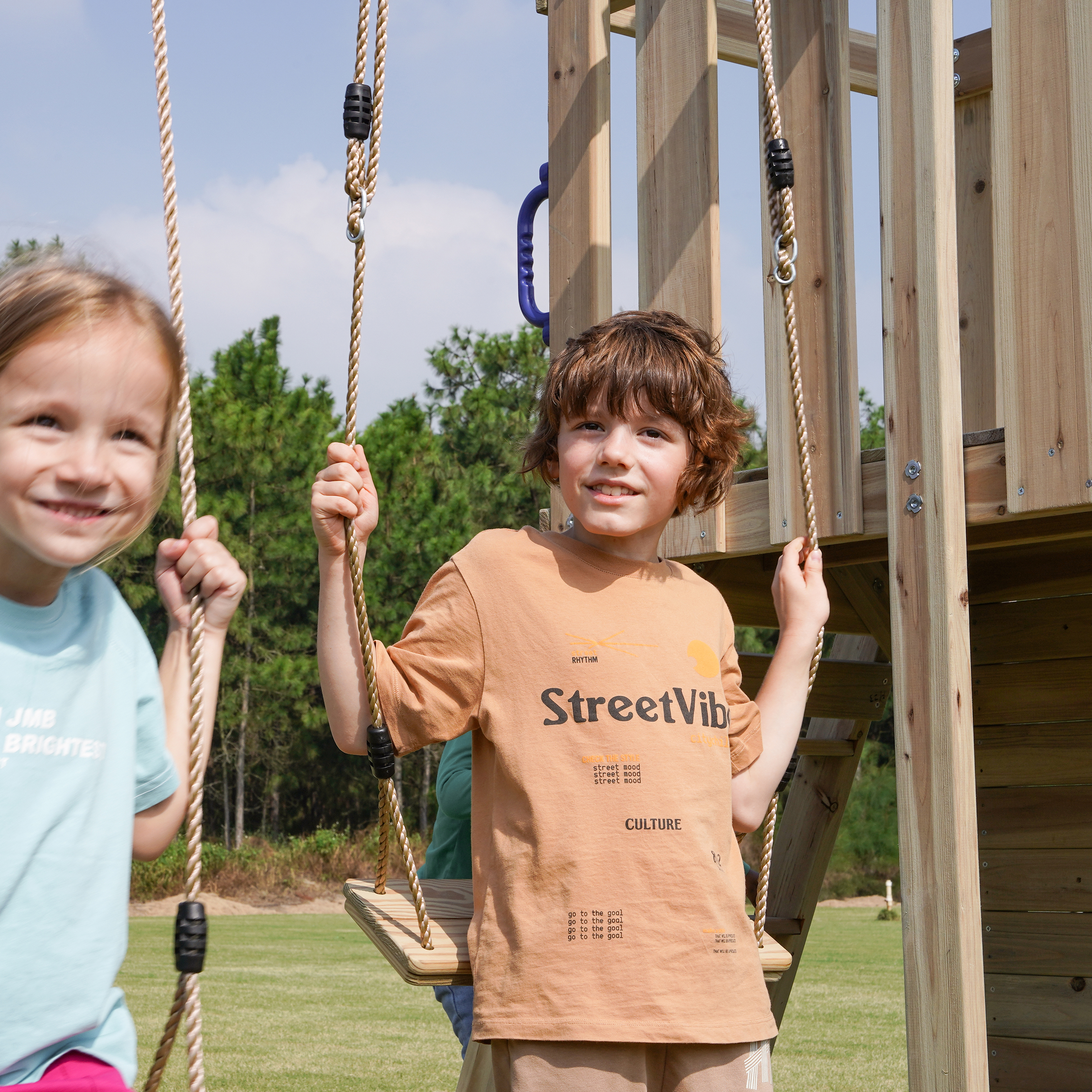 AXI Moos Climbing Frame with Double Swing Set - Lime Green Slide