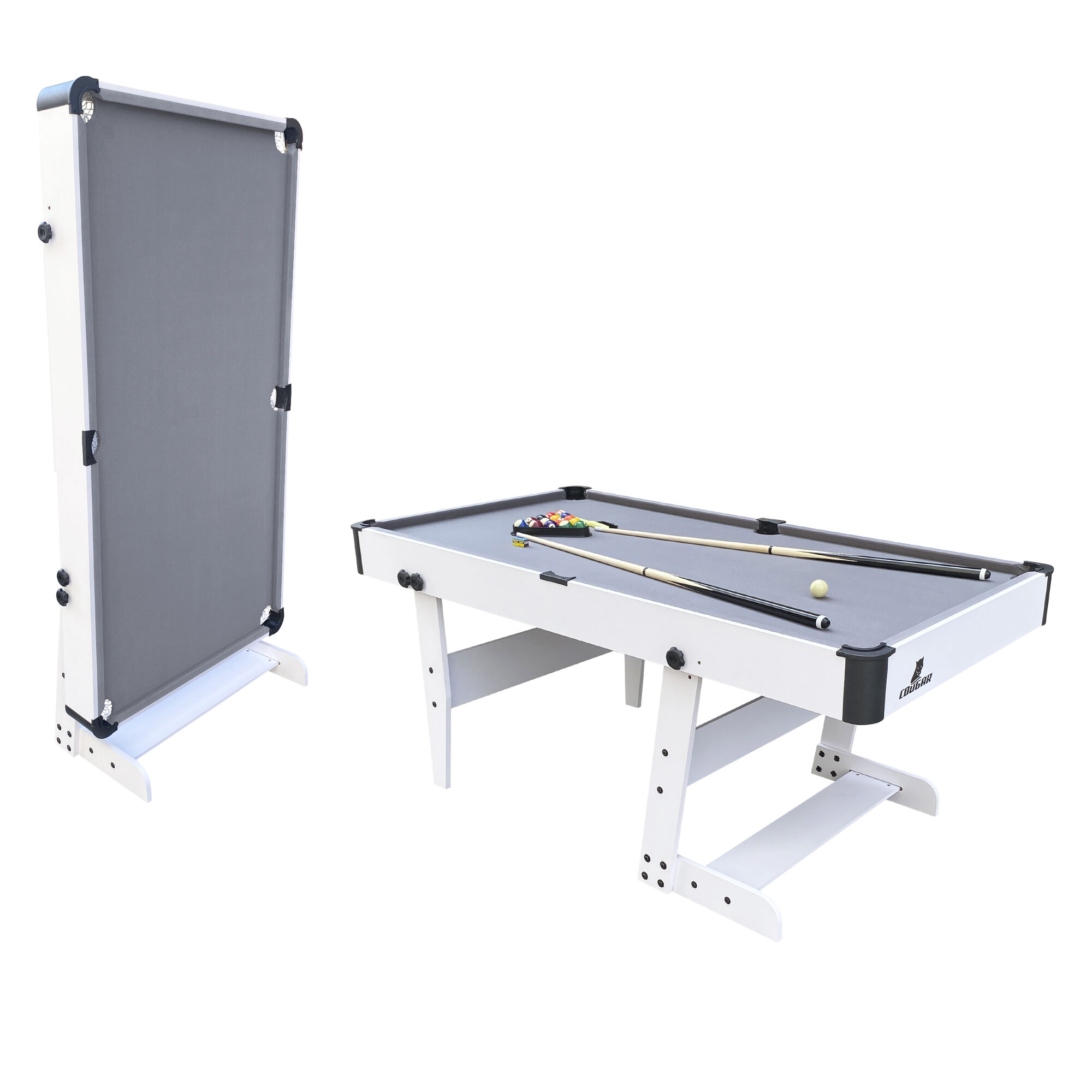 Cougar Hustle XL opklapbare Pooltafel Wit/grijs