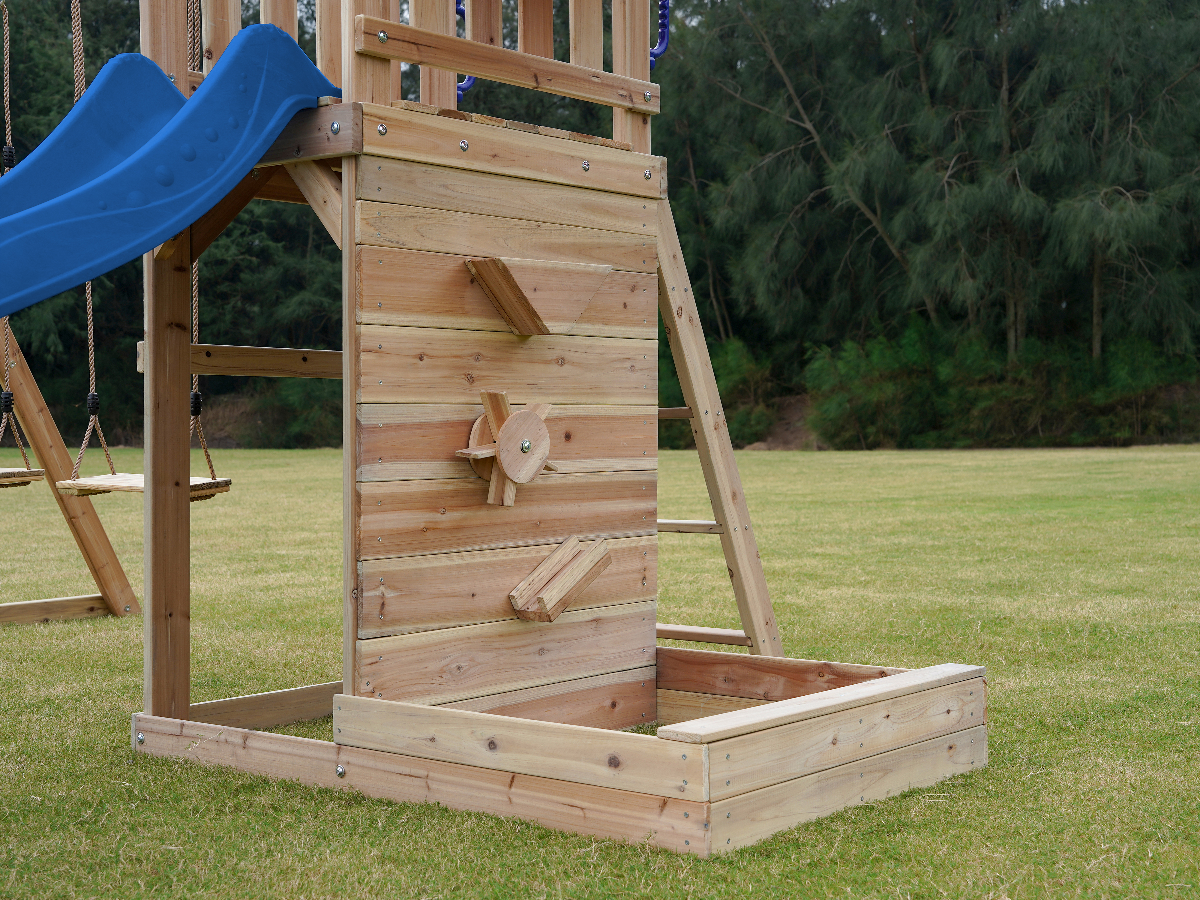 AXI Malik Climbing Frame with Double Swing Set - Blue Slide
