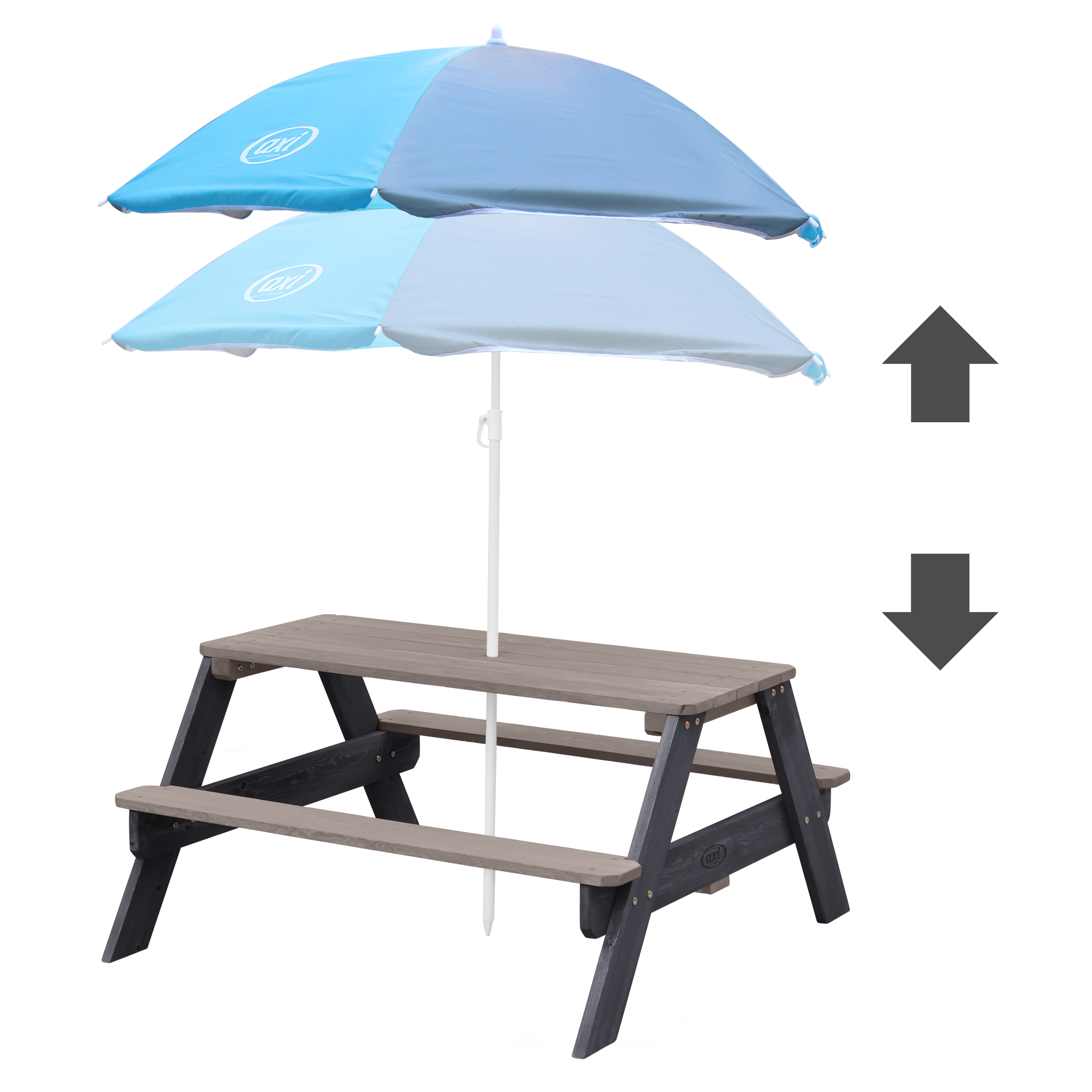 AXI Nick Picnic Table Anthracite/Grey - Umbrella Blue/Grey
