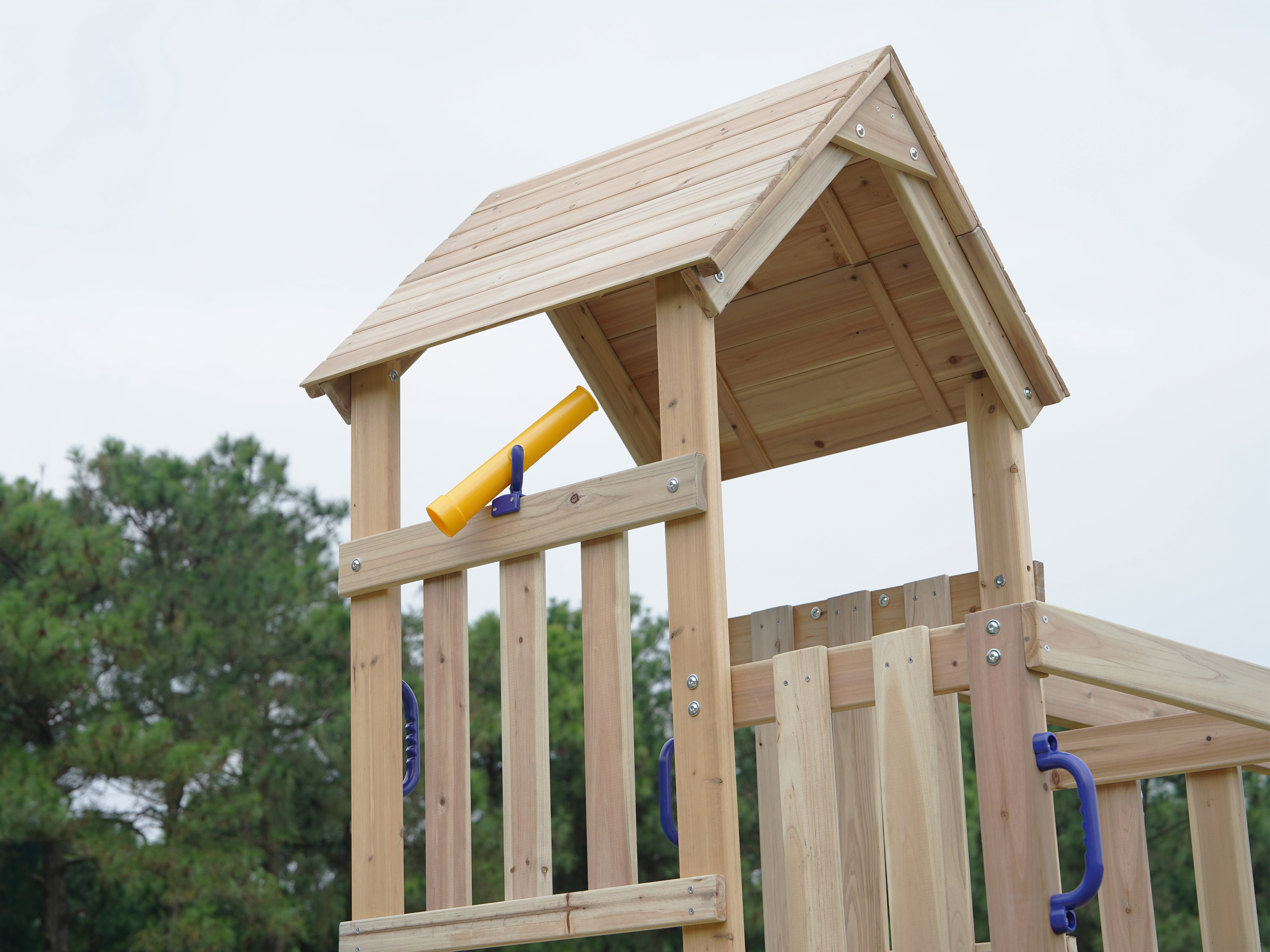 AXI Mette Climbing Frame with Double Swing Set and Picnic Table - Pastel Blue Slide
