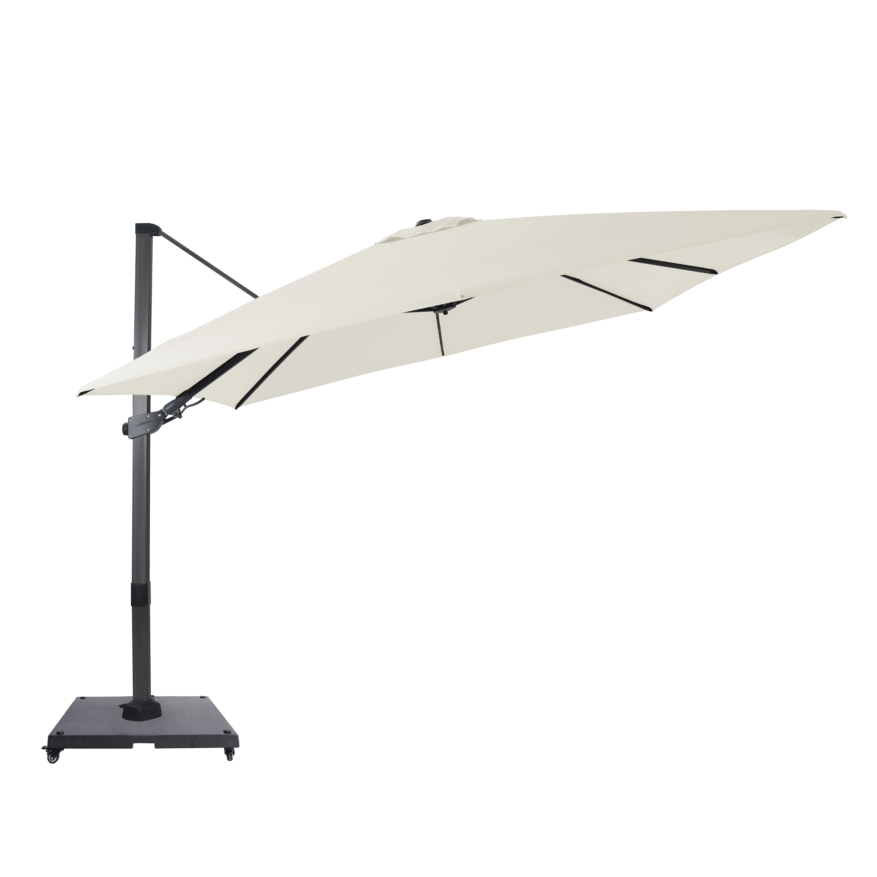 AXI Apollo Premium Cantilever Parasol 300x300cm incl. granite base with wheels Anthracite/Beige – Complete set