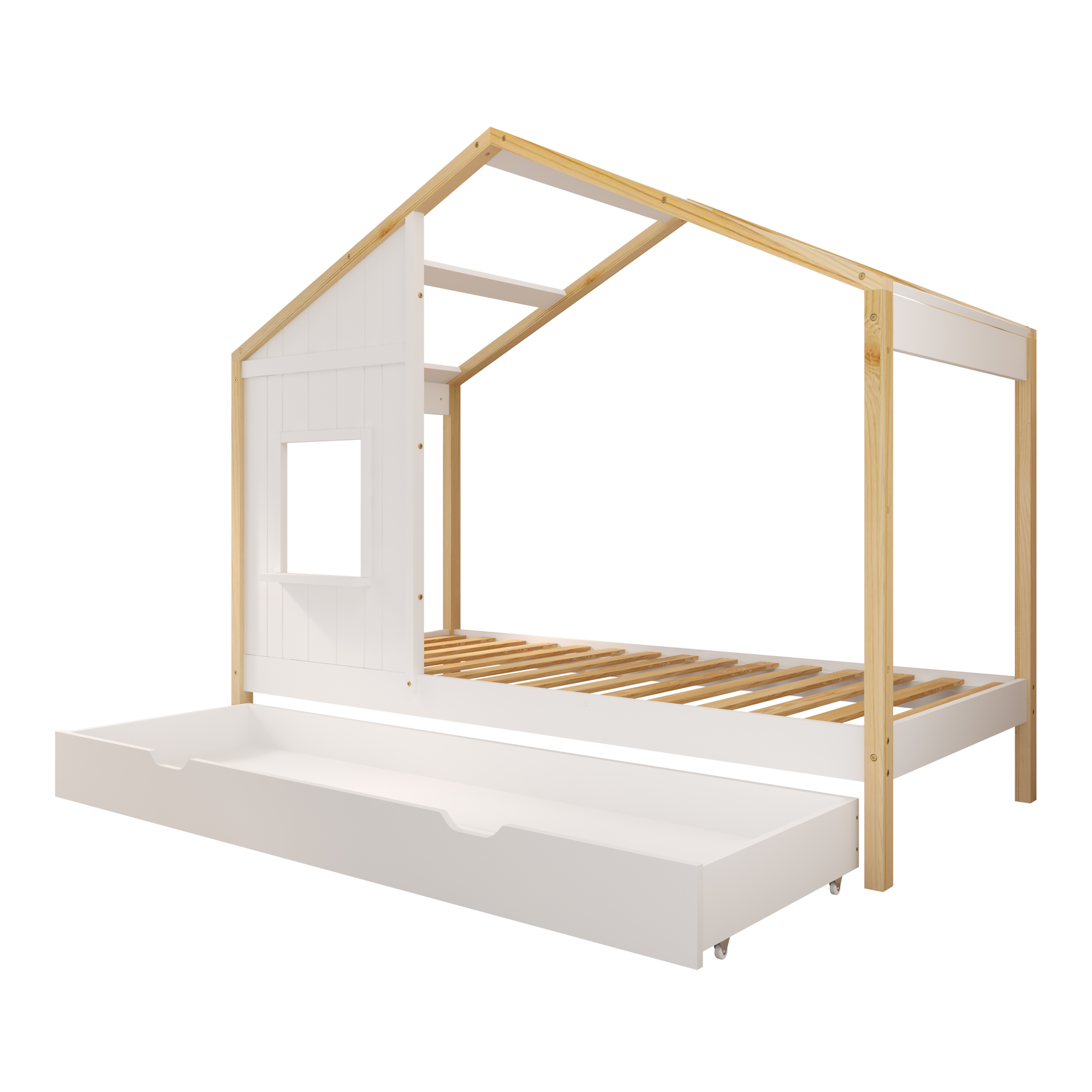 Sunny Beau House Bed with Storage Drawer Brown/White – Without Mattress