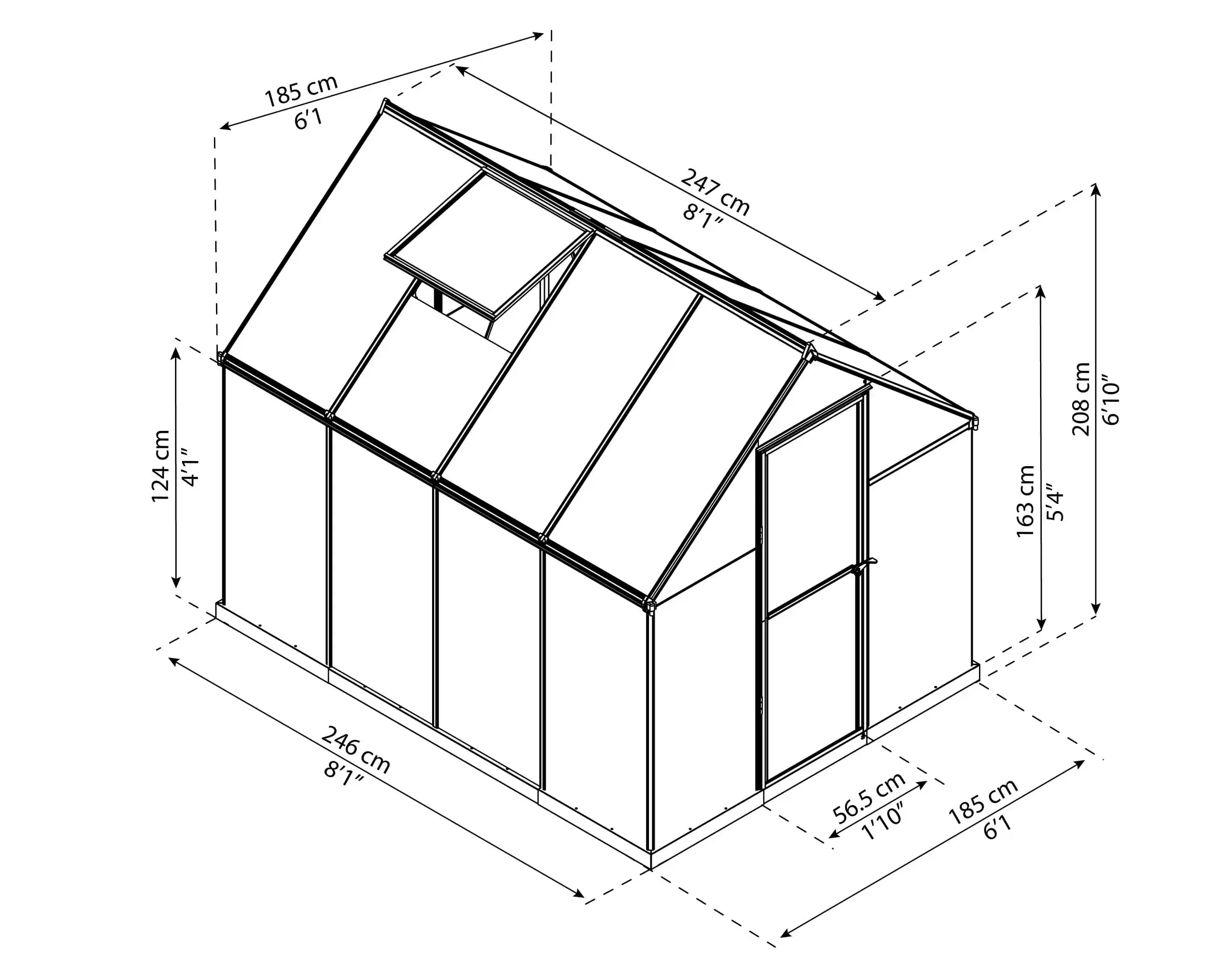 Canopia Mythos 247X185X208 cm Serre de jardin Grise à panneaux multiples