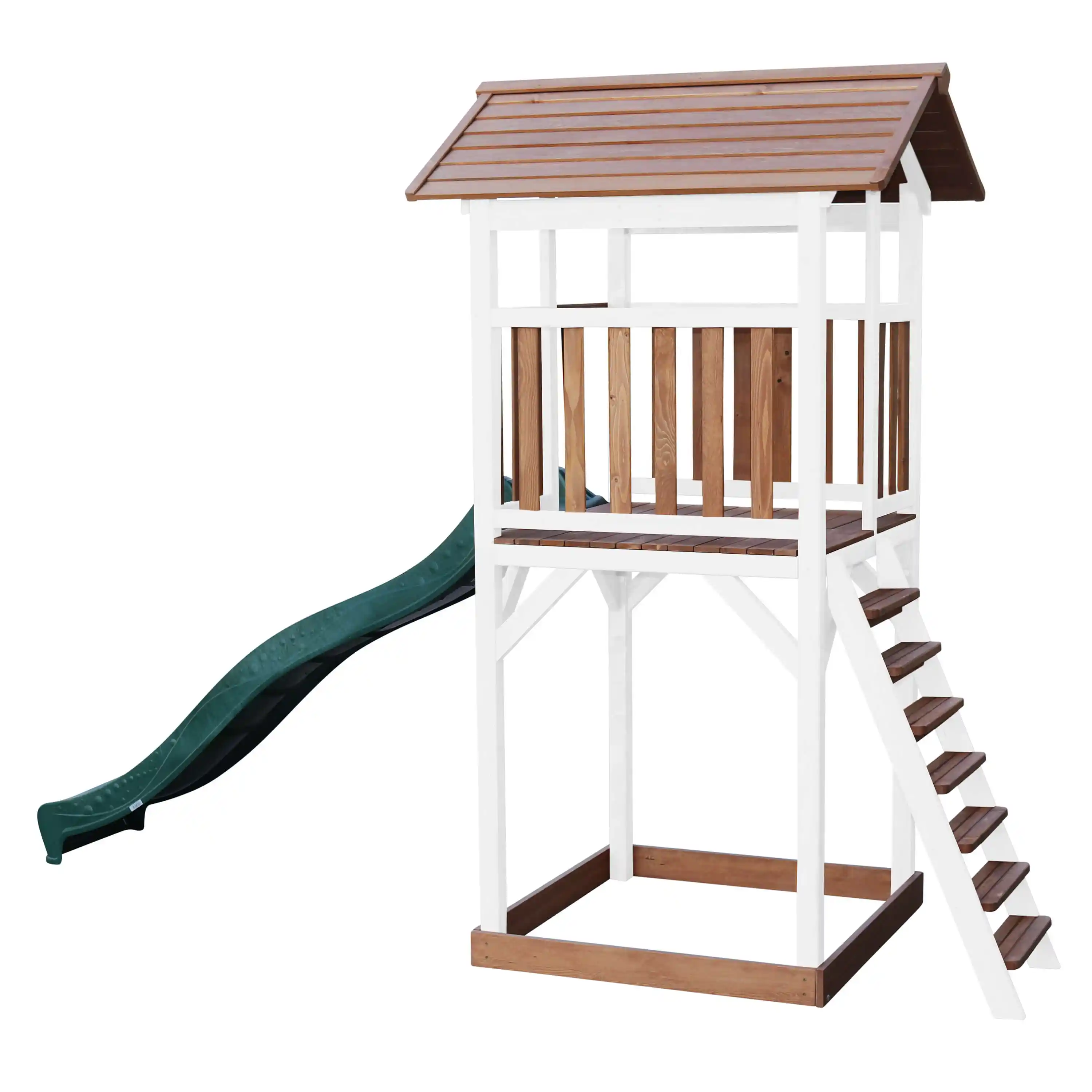 AXI Beach Tower Aire de jeux Marron/Blanche - Toboggan Vert