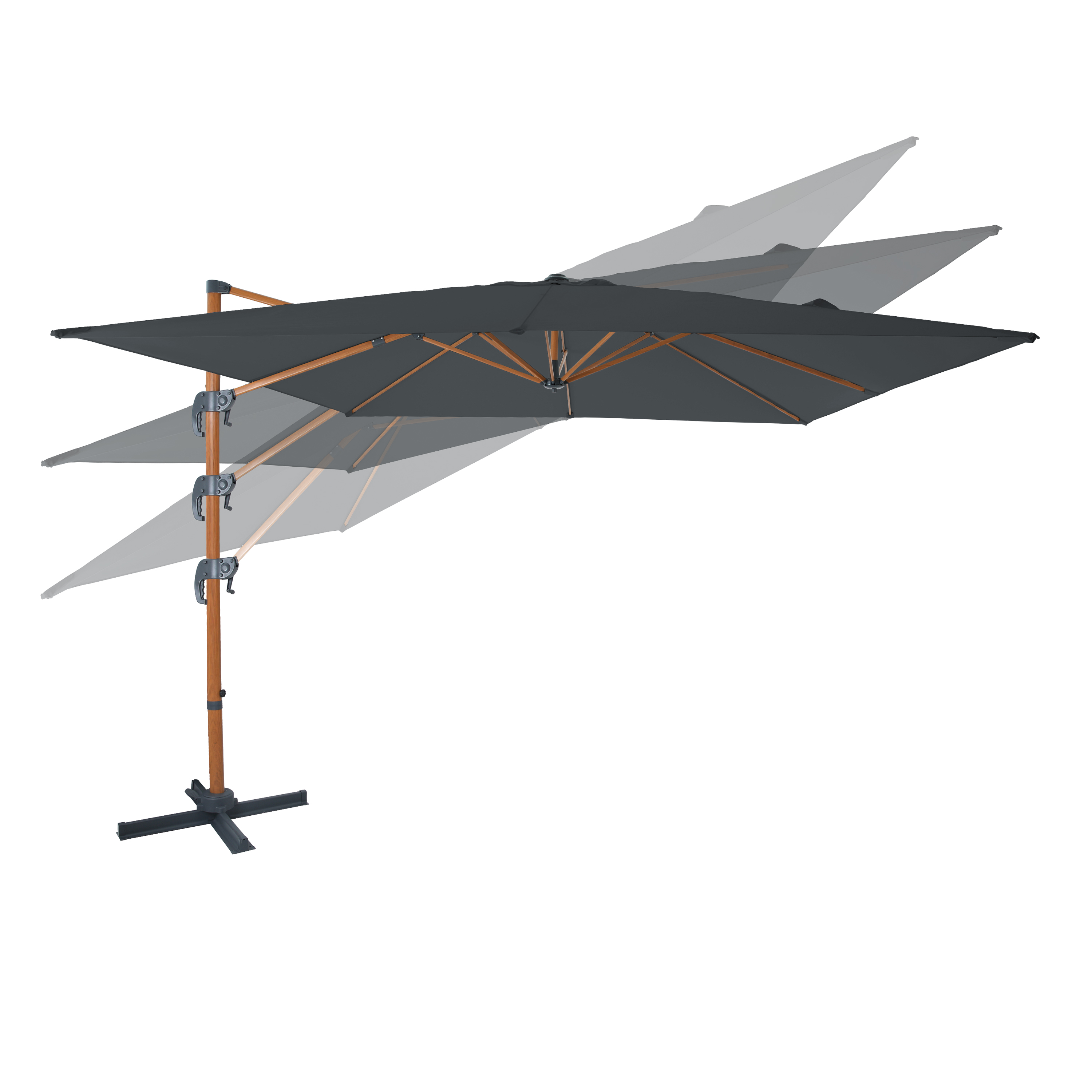 AXI Nima Parasol déporté 300x300 aspect bois/gris 