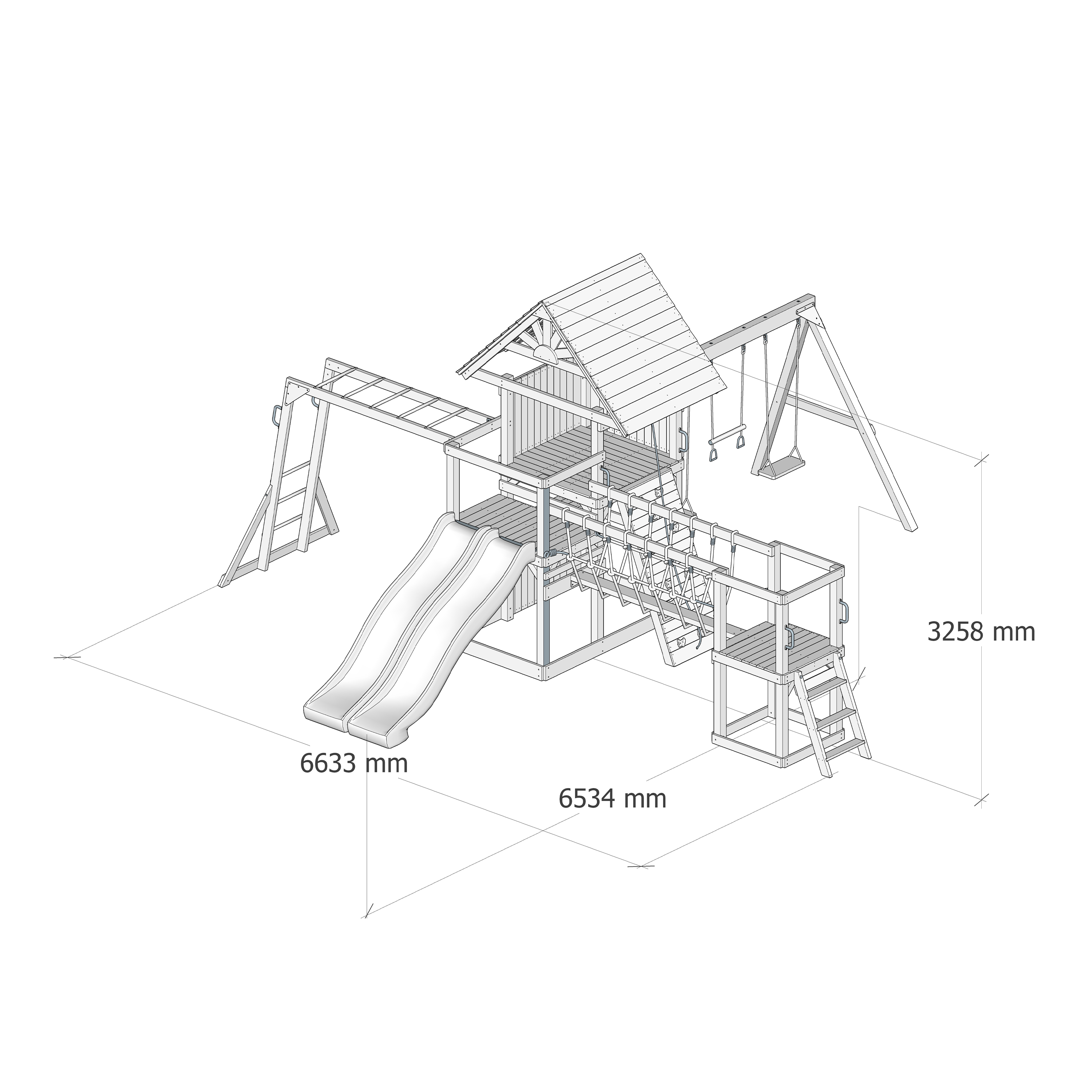 AXI Hunter Climbing Frame with Swings, Climbing Frame, Climbing Bridge and Multiple Platforms – Pastel Blue Double Slide