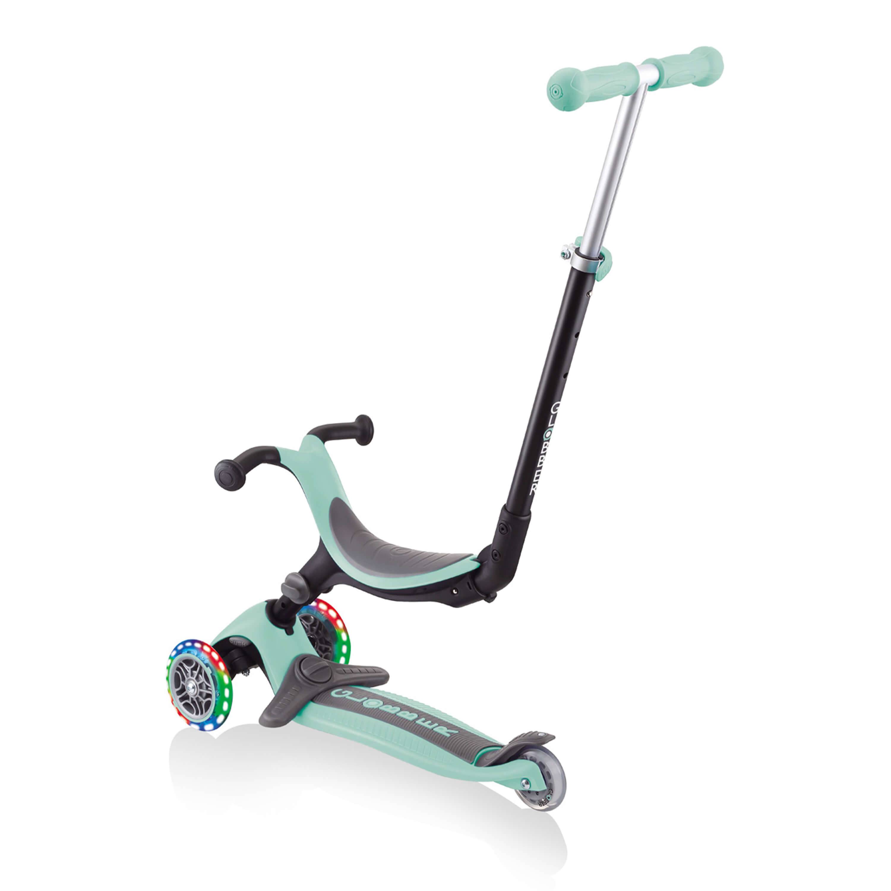 Globber Go Up Foldable Plus Lights 3-en-1 Trottinette Menthe Pastel