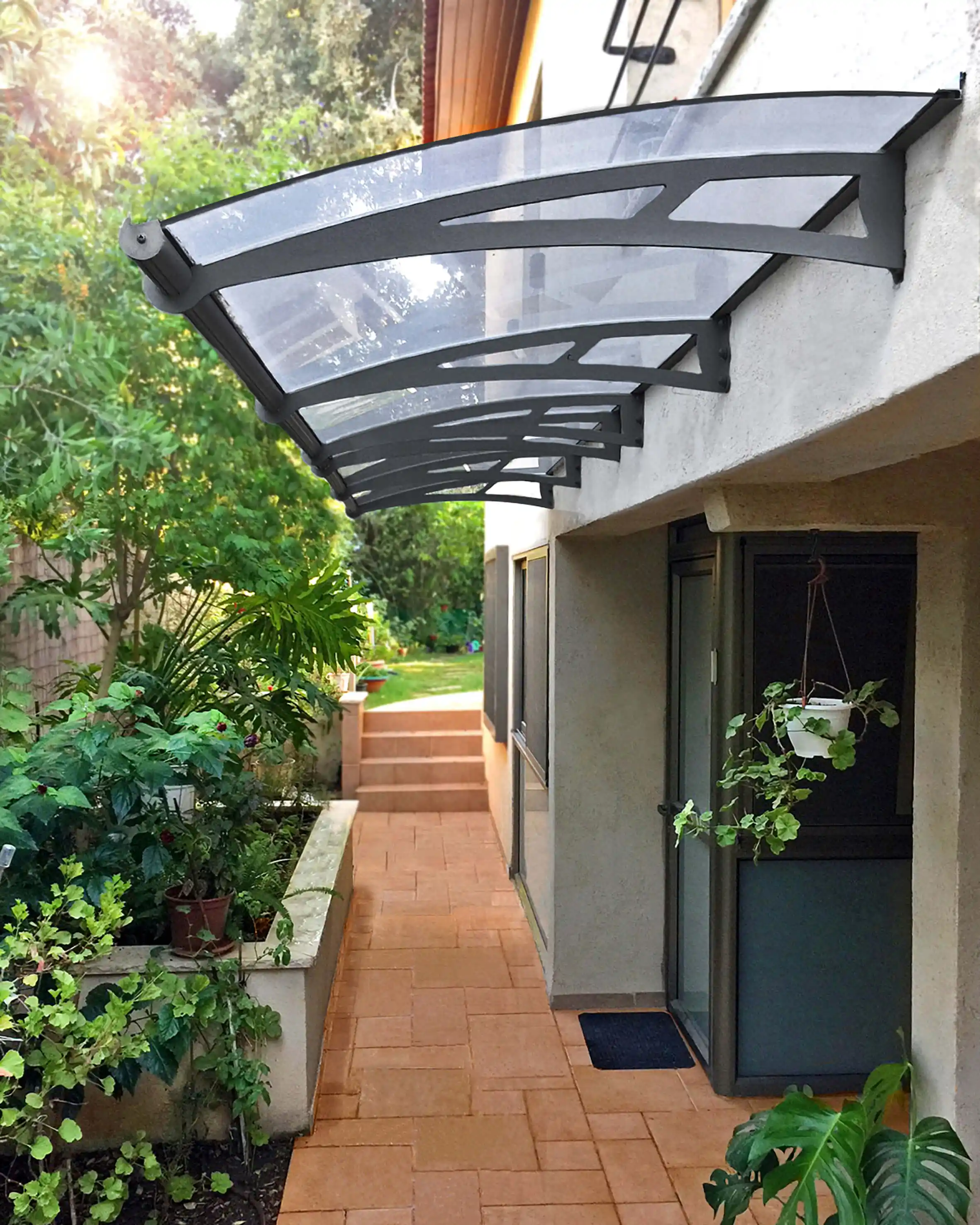 Canopia Aquila 412X91 cm Deur en Veranda Luifel Donkergrijs Helder-7290108131222 Canopia Aquila 412X91 cm Deur en Veranda Luifel Donkergrijs Helder