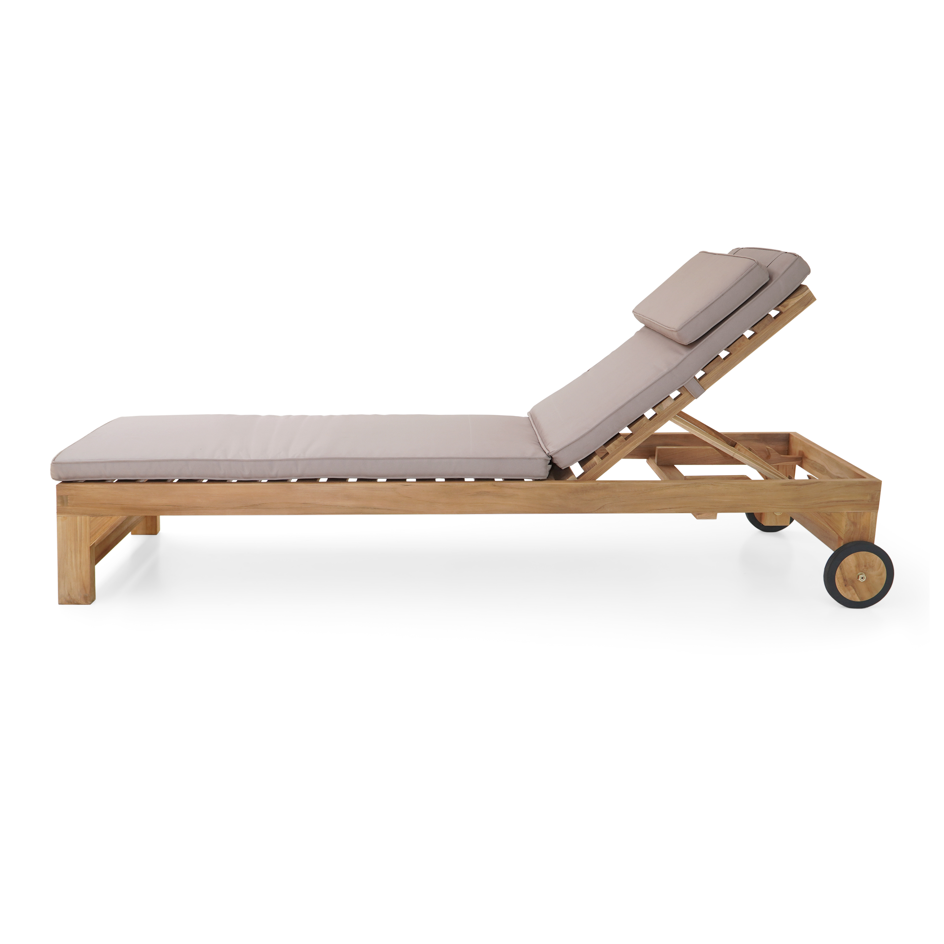 AXI Rama Chaise longue de jardin en teck avec coussins