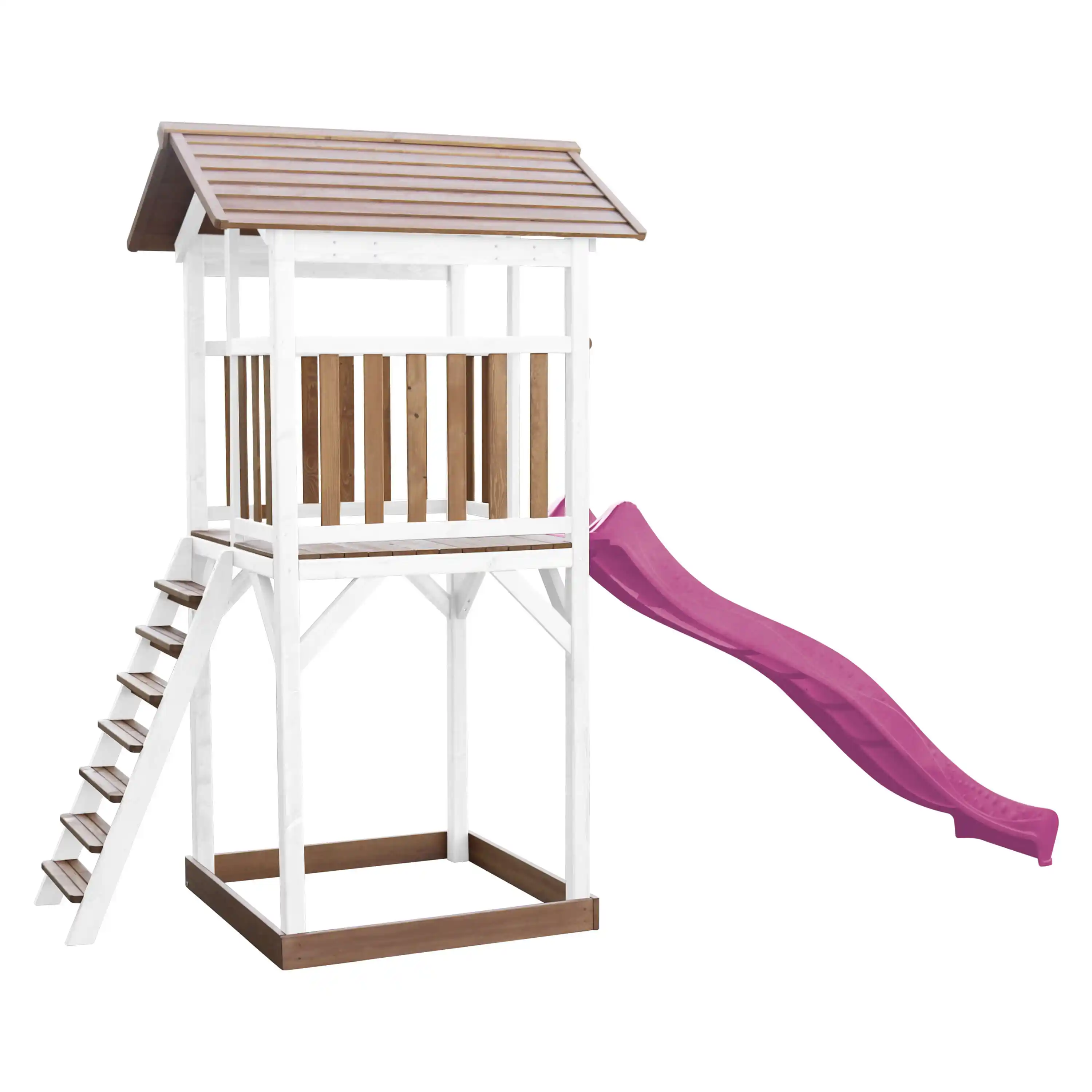 AXI Beach Tower Aire de jeux Marron/Blanche - Toboggan Violet