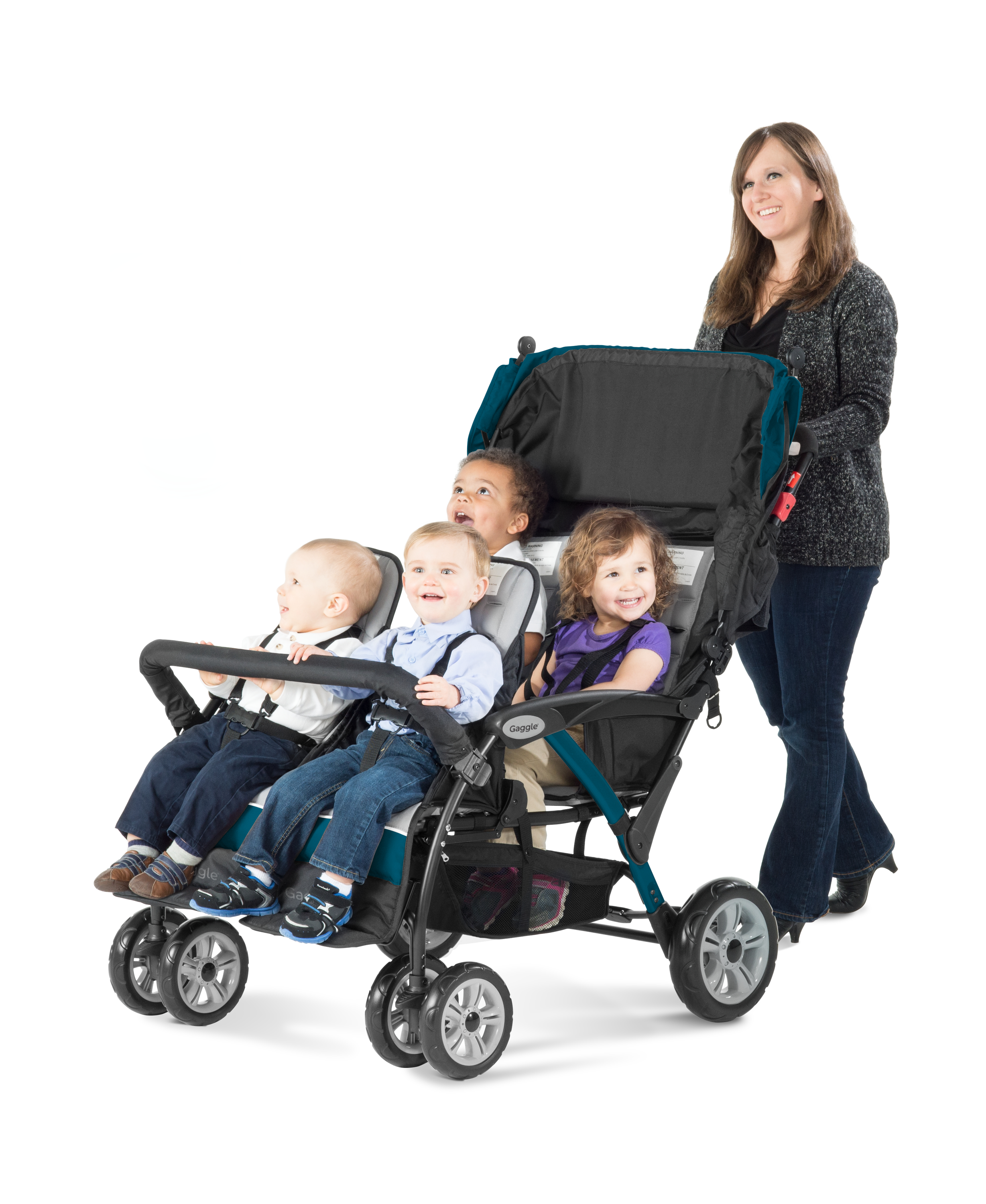 Gaggle Odyssey 4x4 Quad Stroller for 4 Children - Turquoise-0849801011743 Gaggle Odyssey 4x4 Quad Stroller for 4 Children - Turquoise