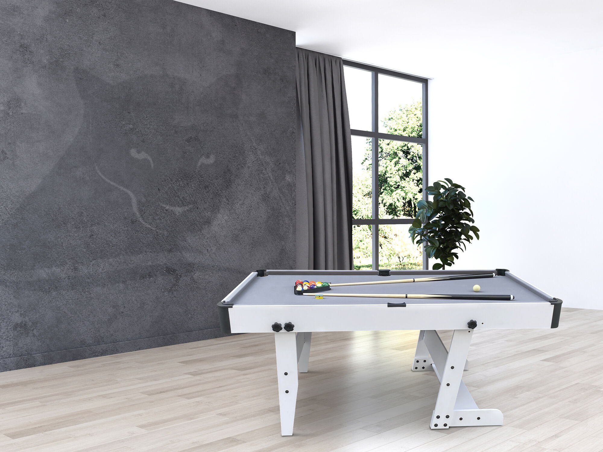 Cougar Hustle XL Table de billard pliante Blanche/Grise