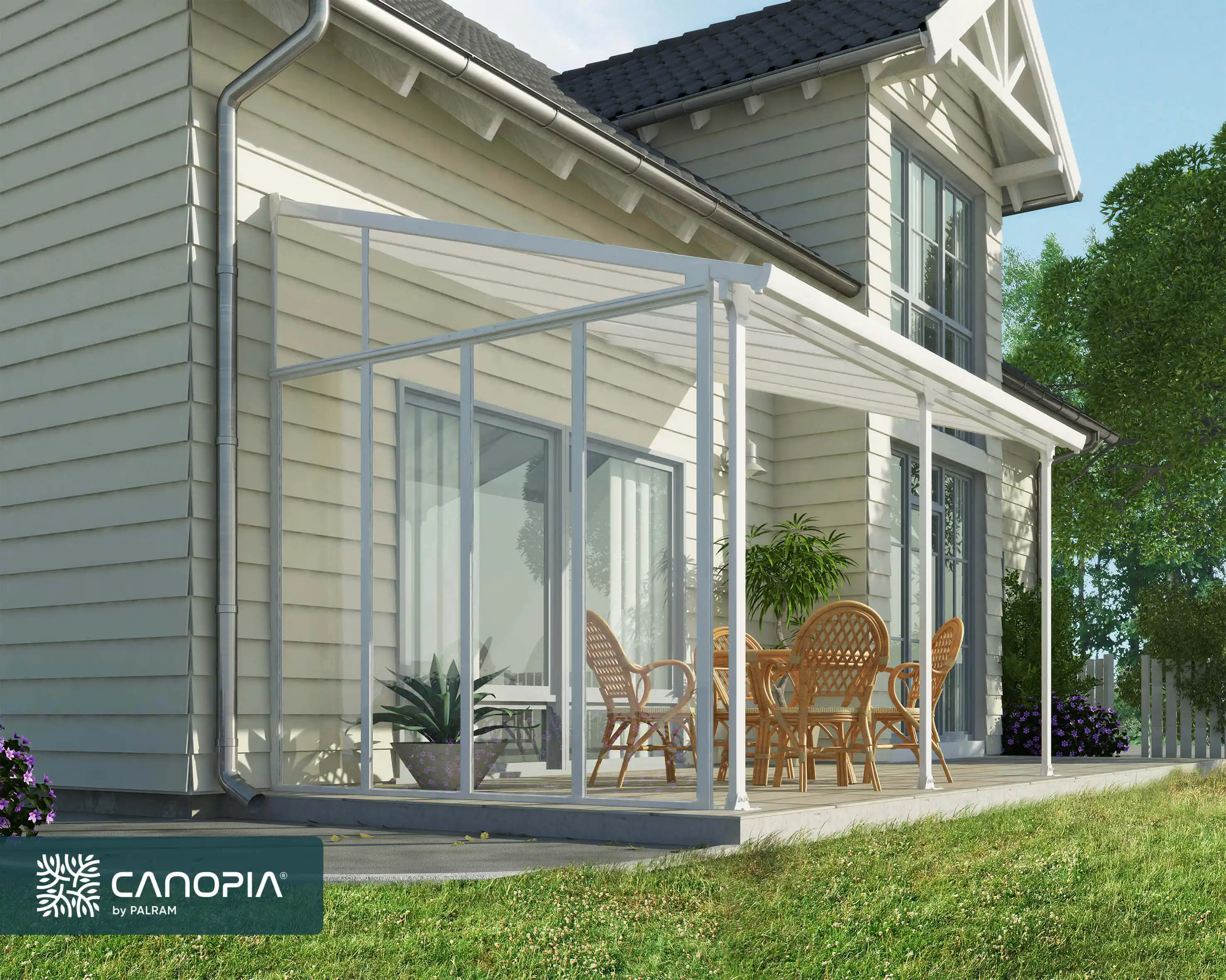 Canopia 3 m Witte Terrasoverkapping Zijwand Wit-7290108137675 Canopia 3 m Witte Terrasoverkapping Zijwand Wit
