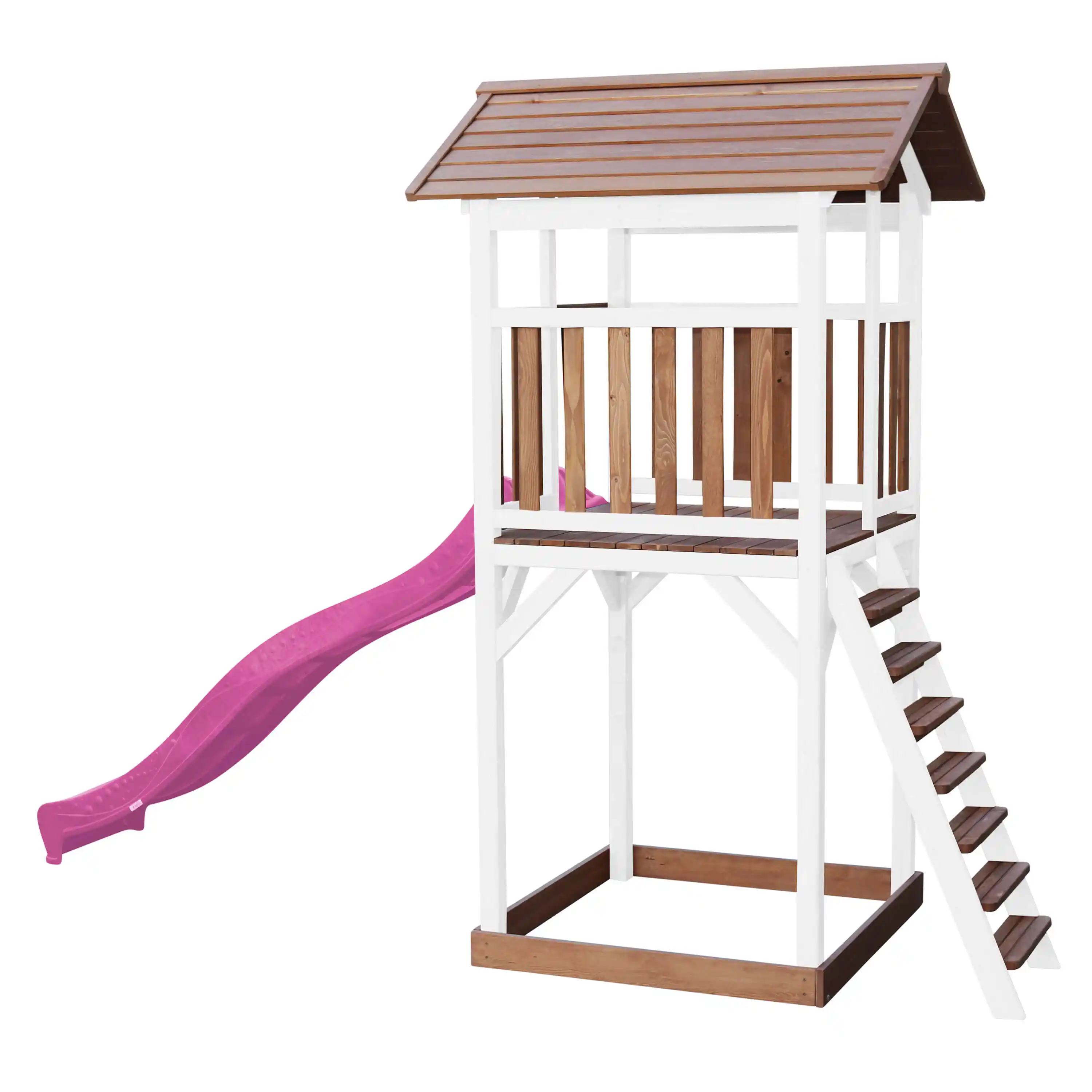 AXI Beach Tower Aire de jeux Marron/Blanche - Toboggan Violet