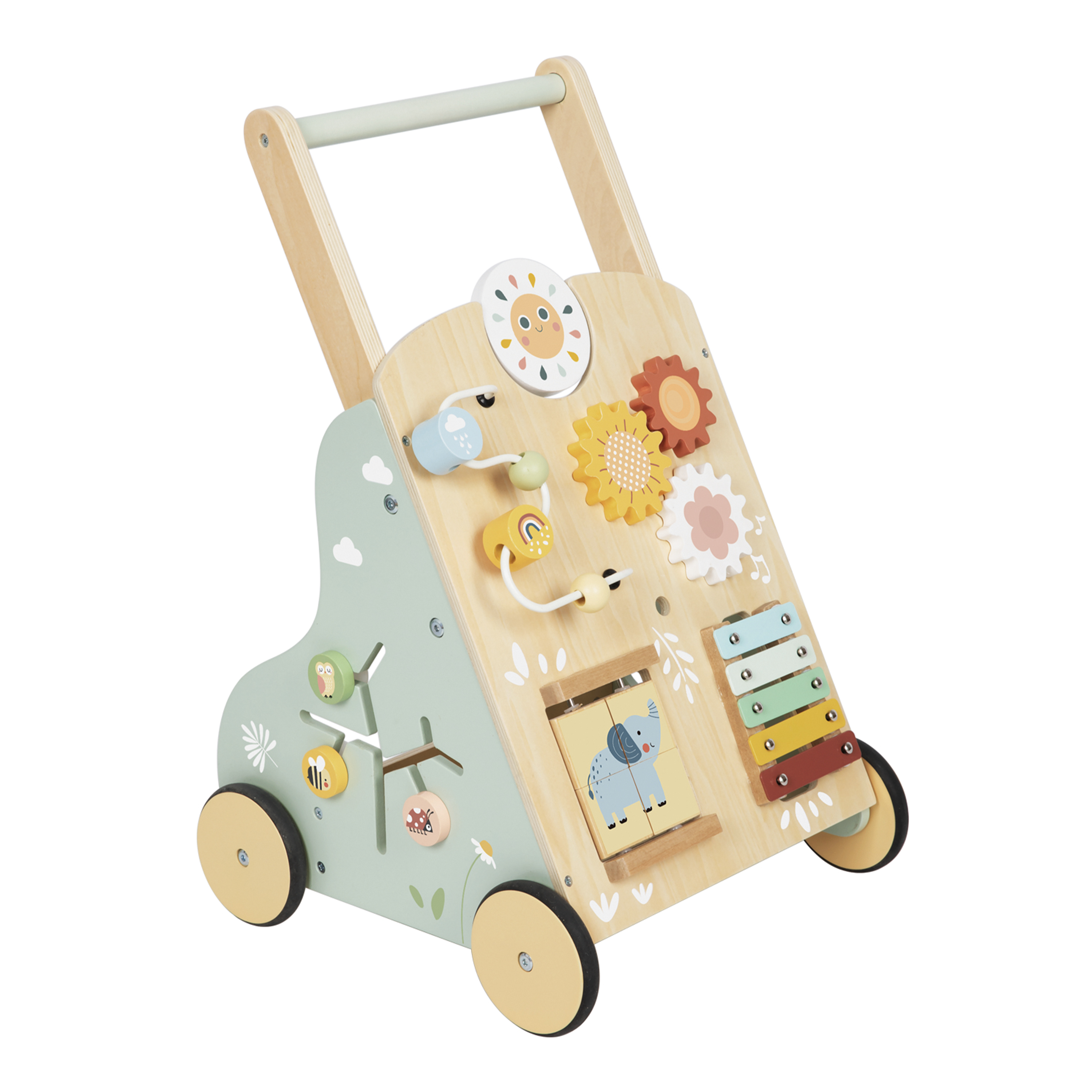 Tooky Toy Trotteur bébé en bois couleur Pastel