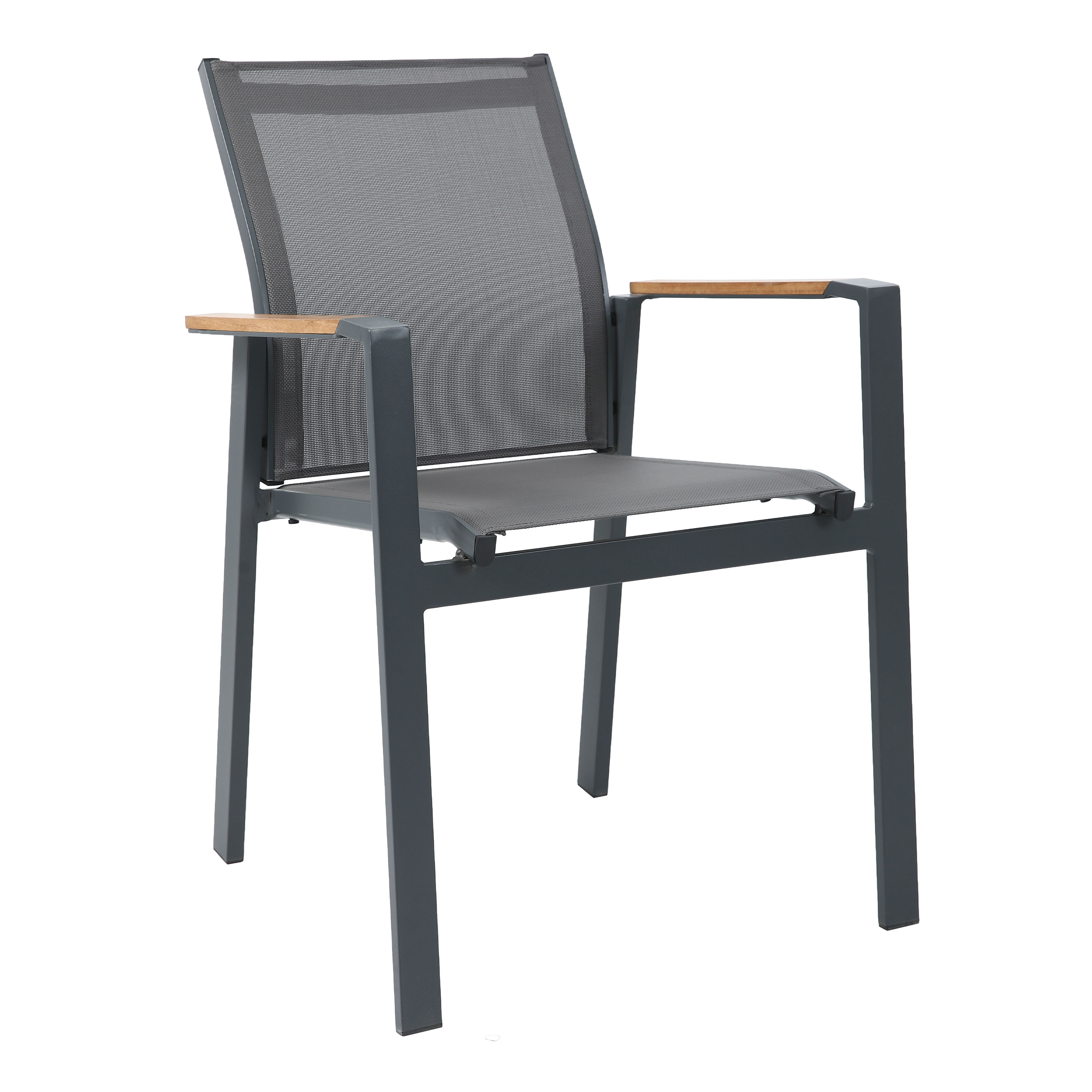 AXI Alva Aluminium Chairs Antracite/Teak – Set 4 pieces