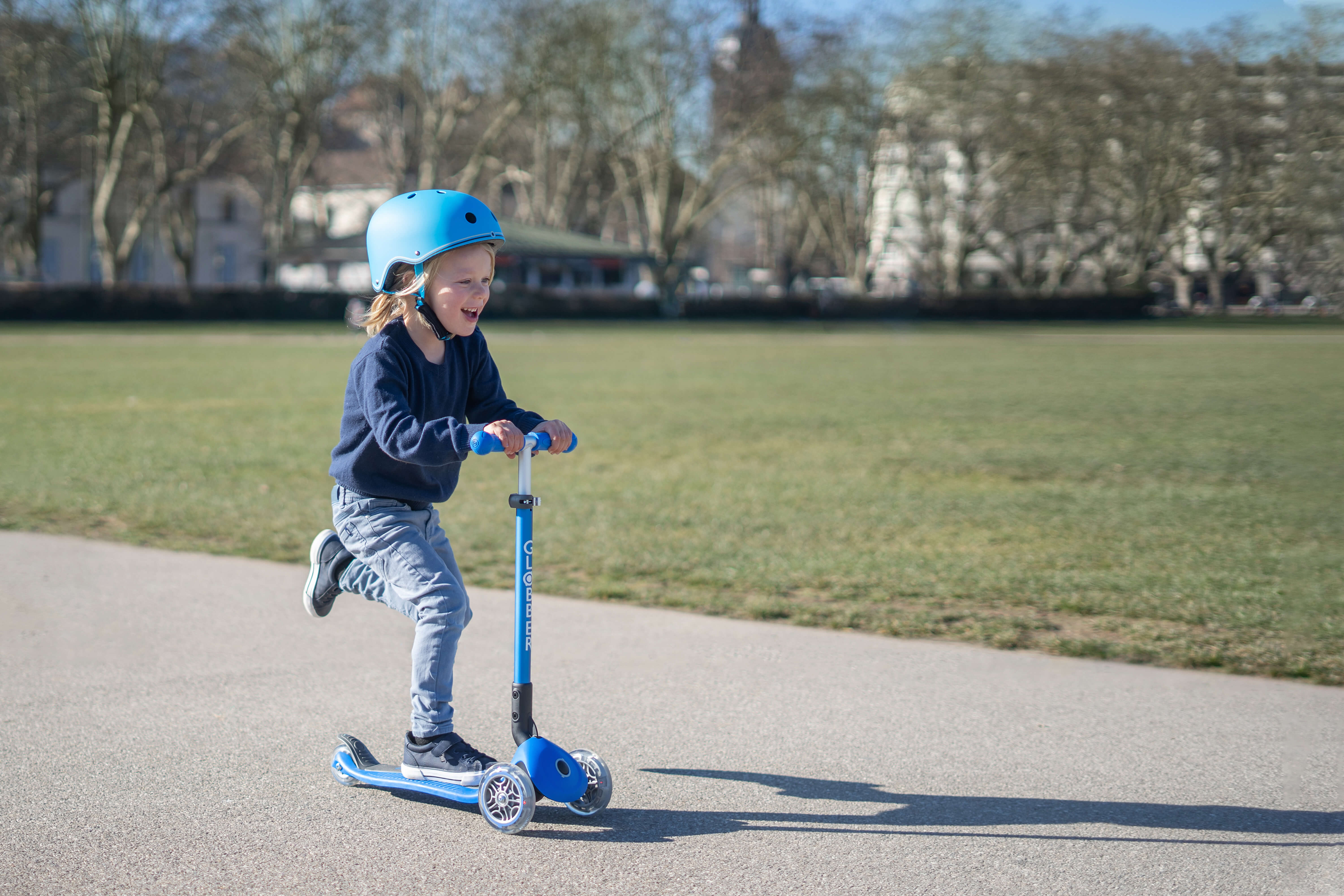 Globber Primo Foldable Lights Trottinette Bleue