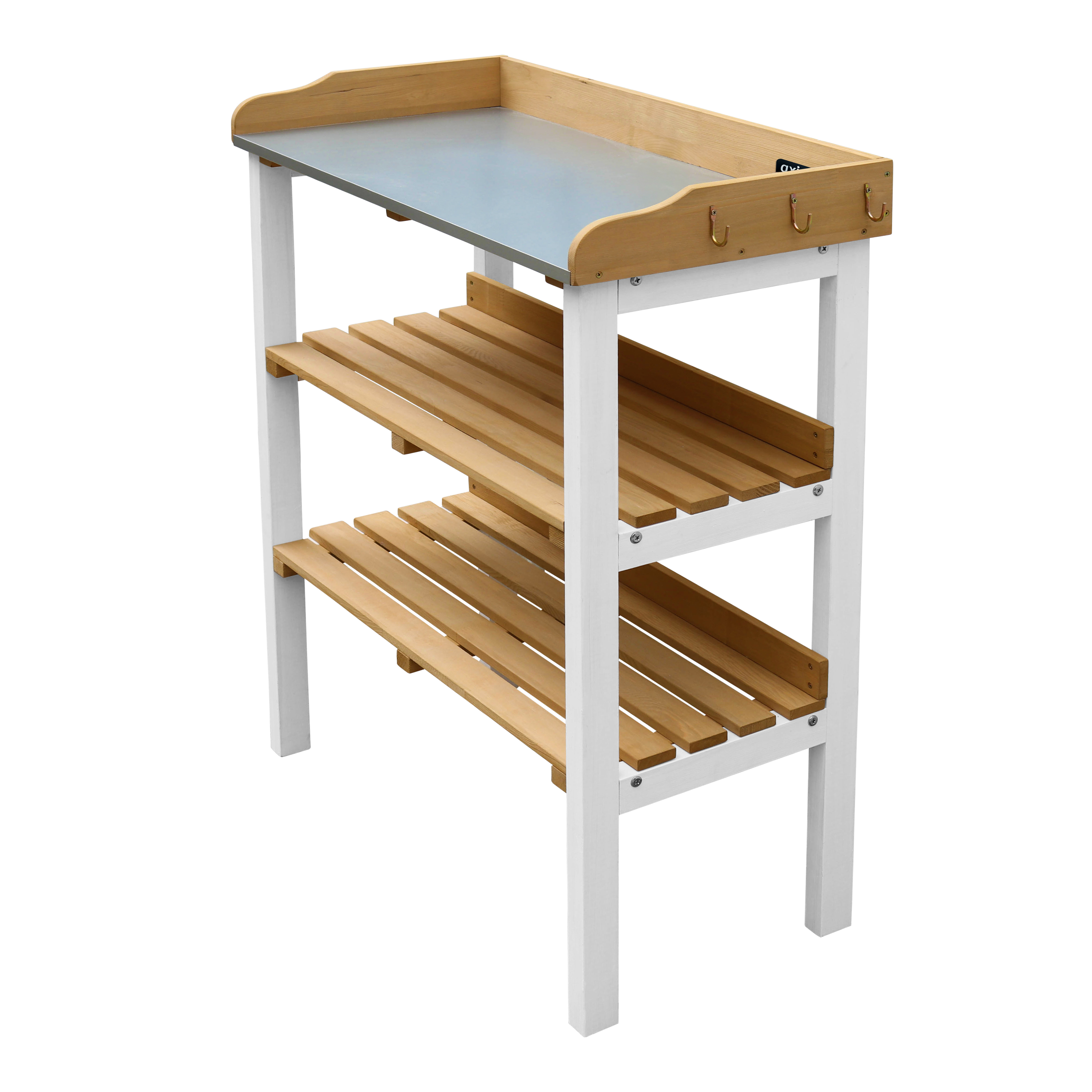 AXI Oppottafel met opbergplanken Bruin/wit-8717973938163 AXI Oppottafel met opbergplanken Bruin/wit