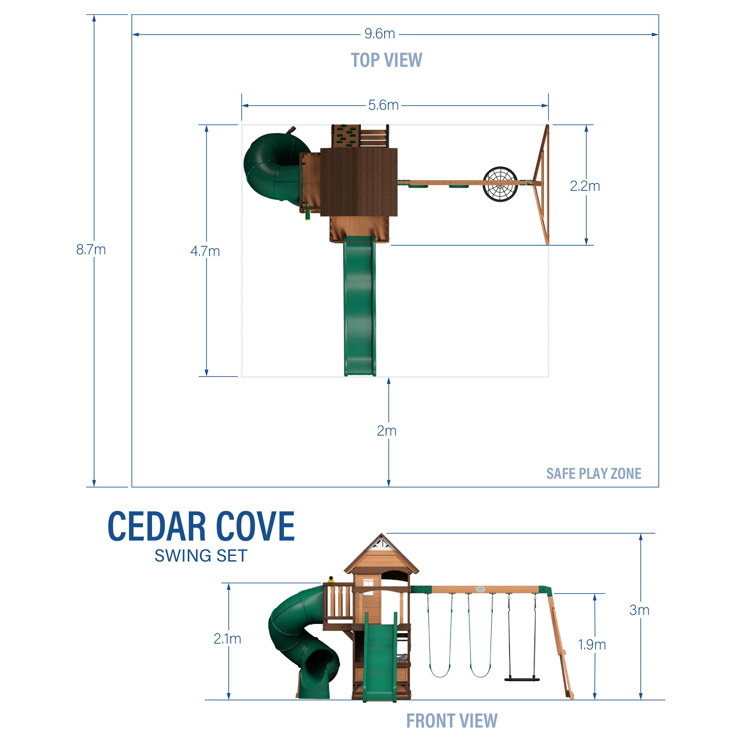 Backyard Discovery Cedar Cover Aire de jeux avec balançoires, toboggans et tour de guet