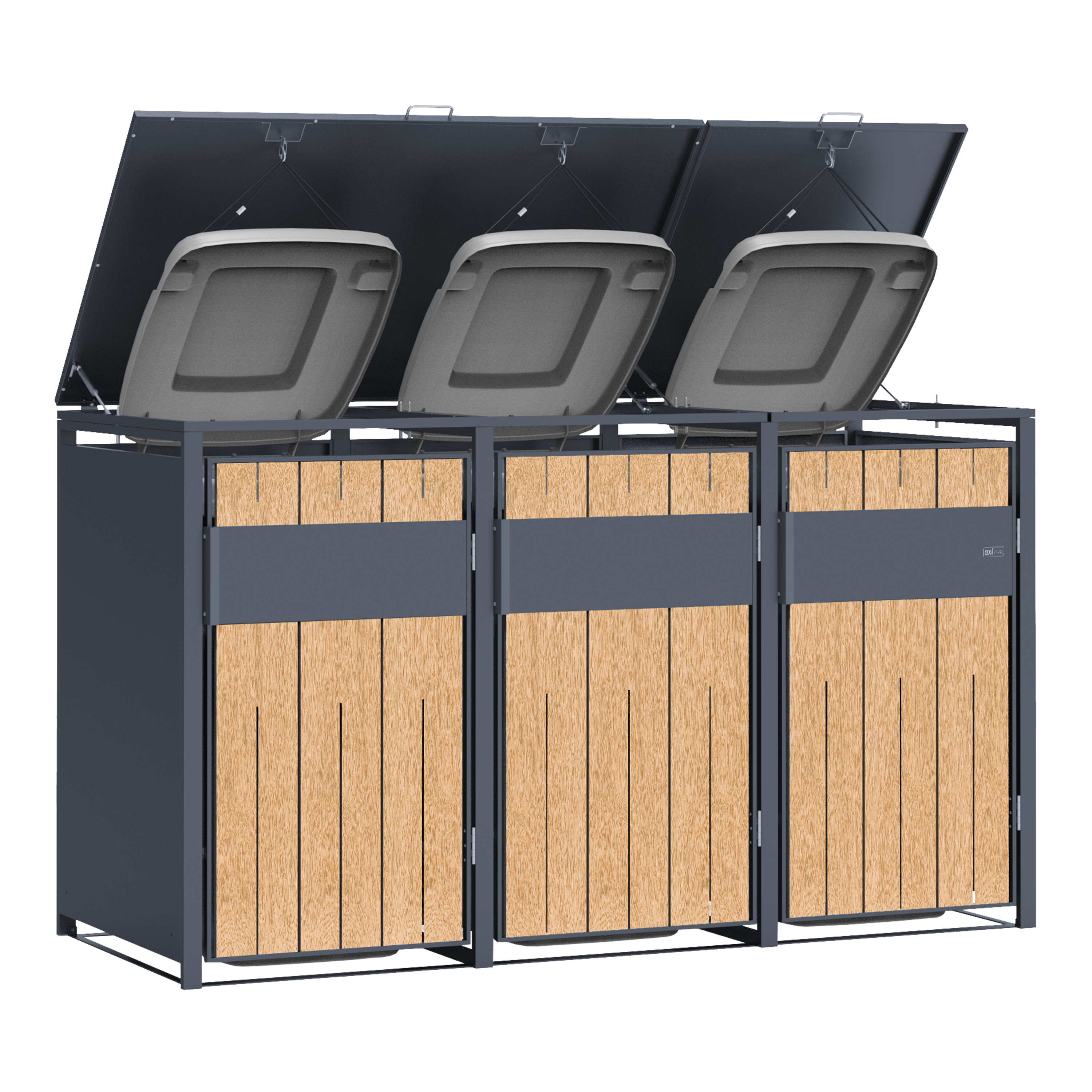 AXI Luke Metal Garbage Bin Shed - 3 Garbage Bins