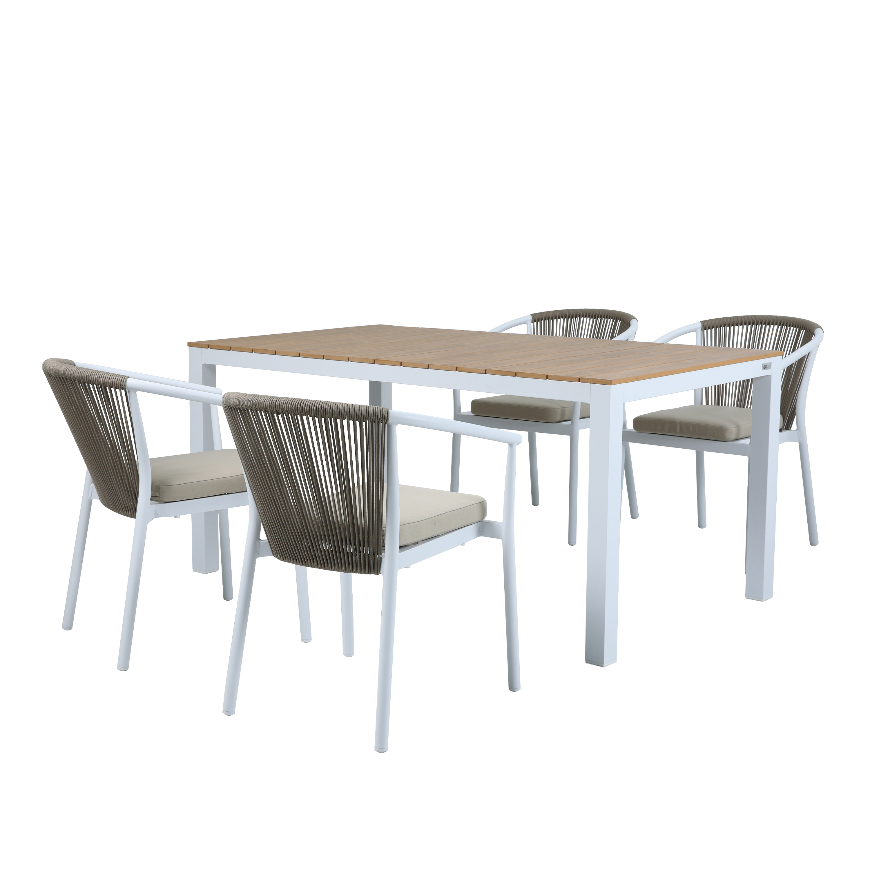 AXI Suvi Salon de jardin avec 4 chaises, Blanc, Polywood/Aspect Teck 