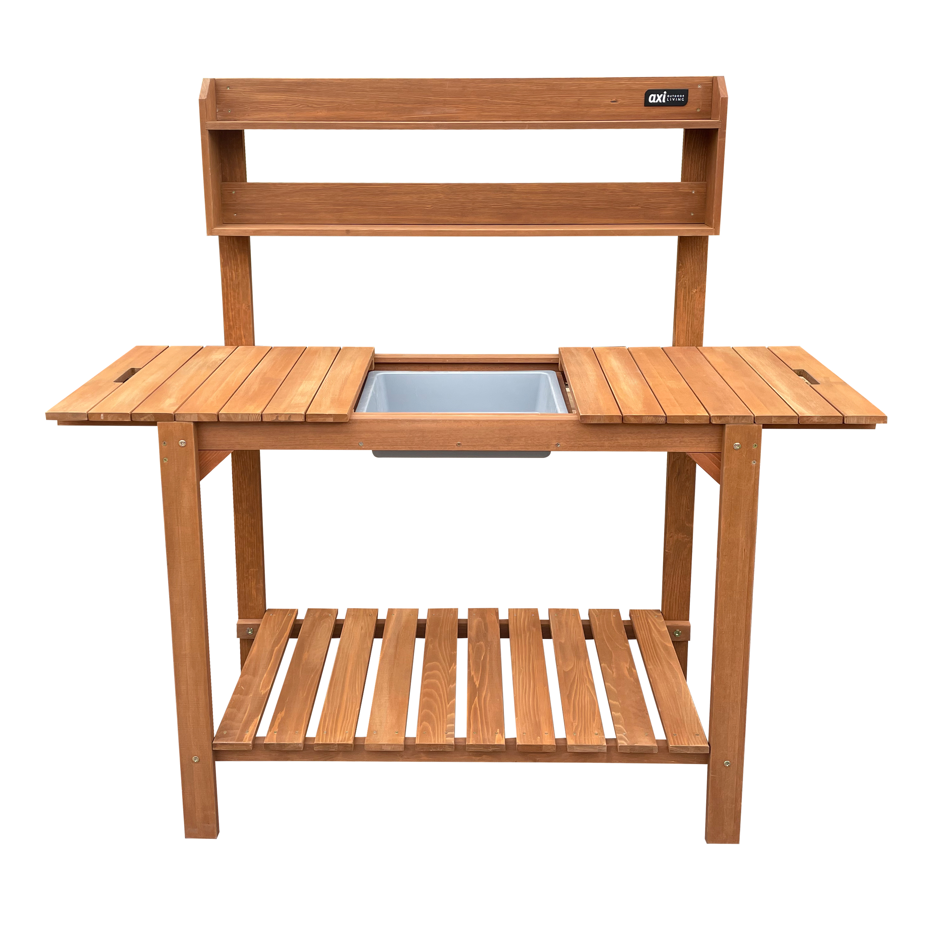 AXI Jardinière surélevée avec plan de travail coulissant Marron