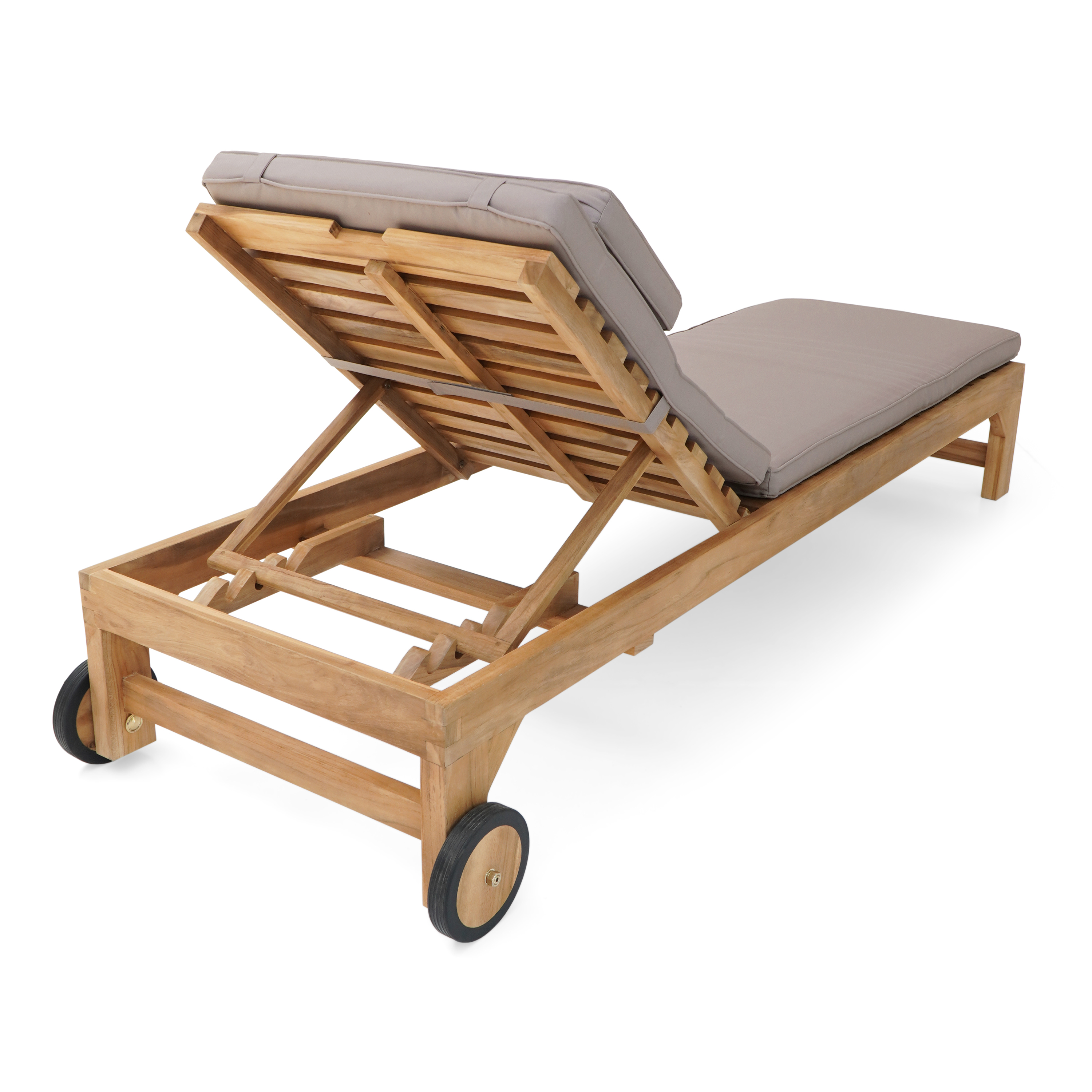 AXI Rama Chaise longue de jardin en teck avec coussins