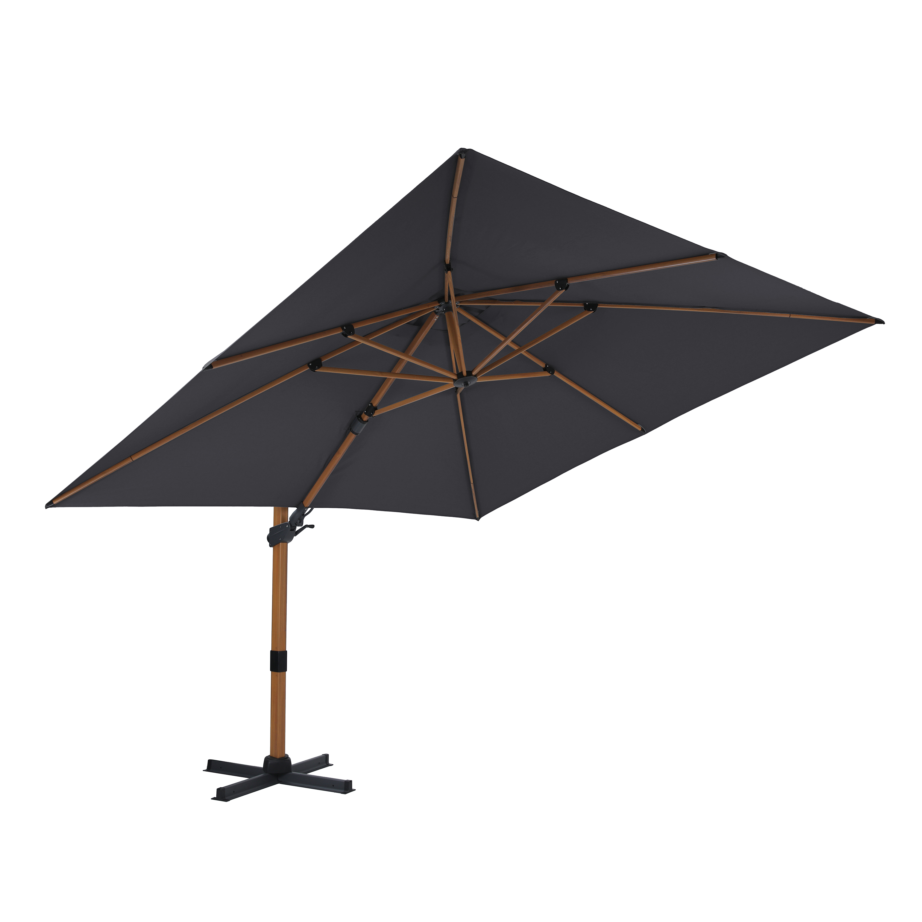 AXI Apollo Premium Parasol déporté 300x300 aspect Bois/Gris