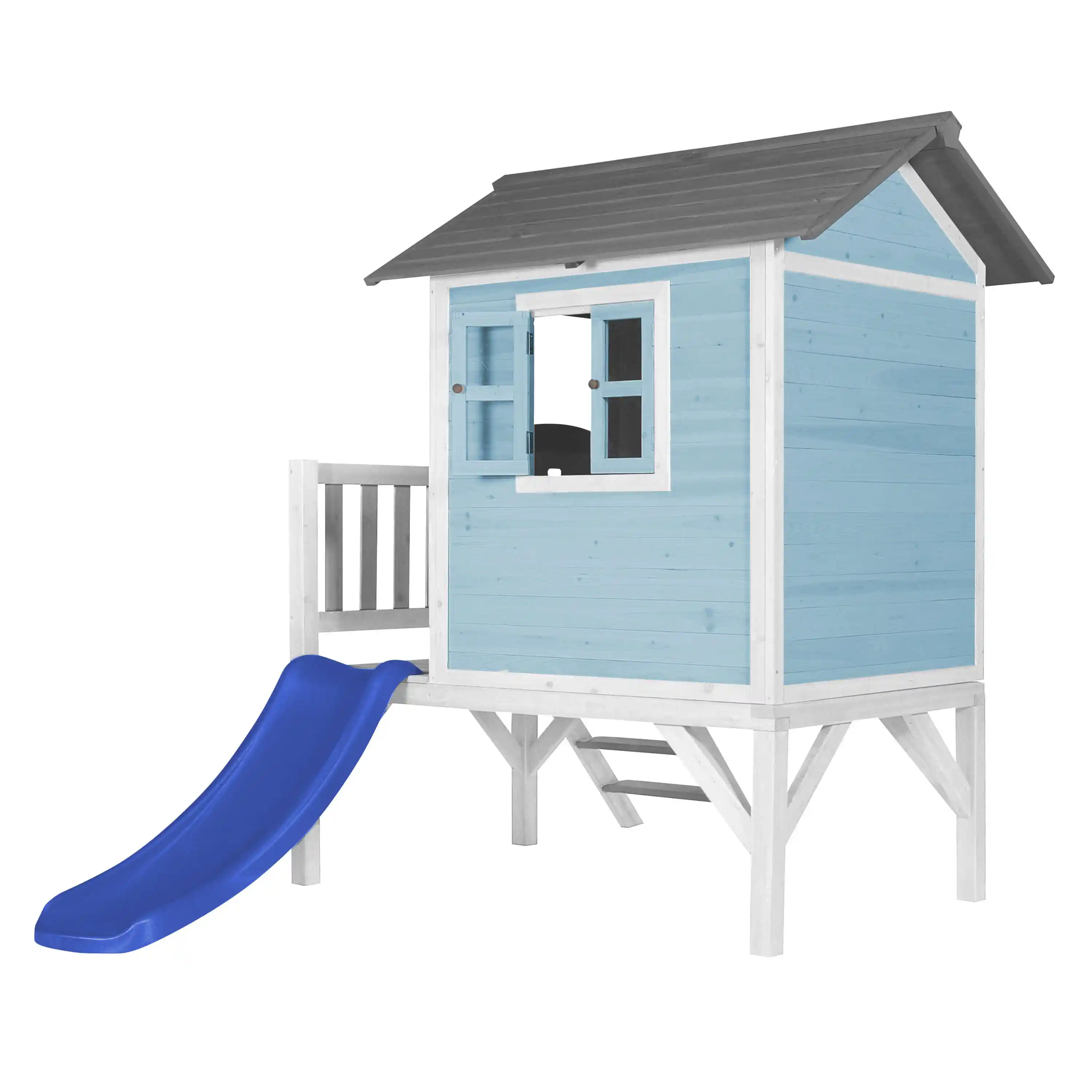 AXI Lodge XL Maisonnette en bois Bleue - Toboggan Bleue