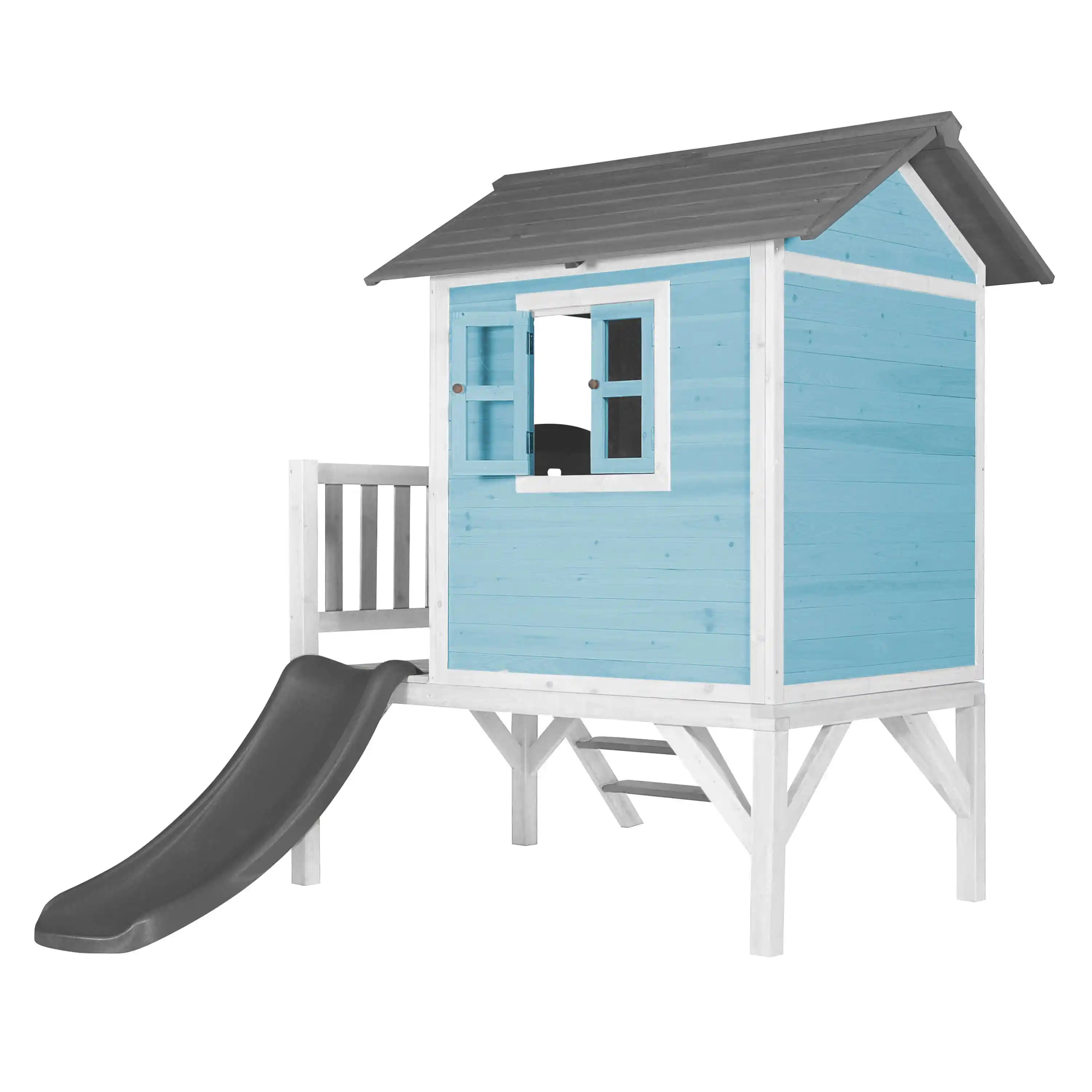 AXI Lodge XL Maisonnette en bois Bleue - Toboggan Gris