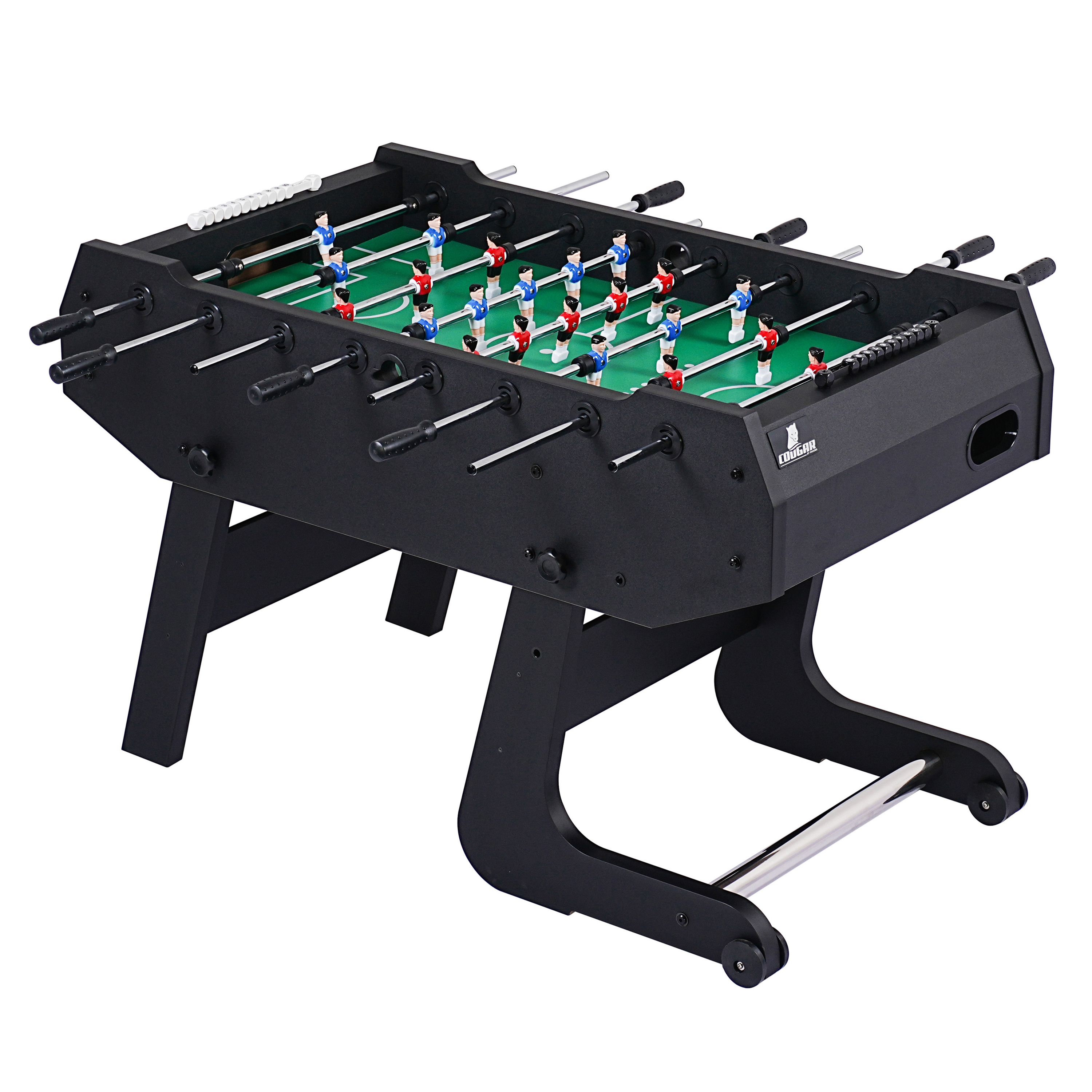 Cougar Powerkick Pro Folding Football Table Black – Green Playing Field