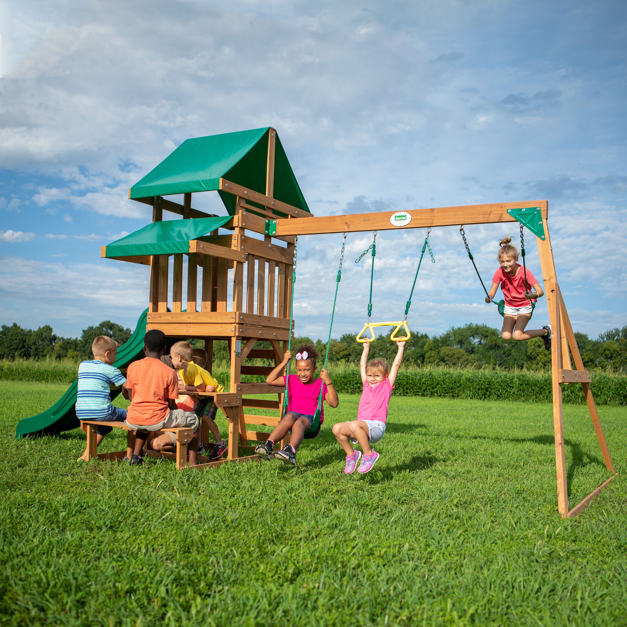 Backyard Discovery Belmont Aire de jeux avec Balançoires et Toboggan