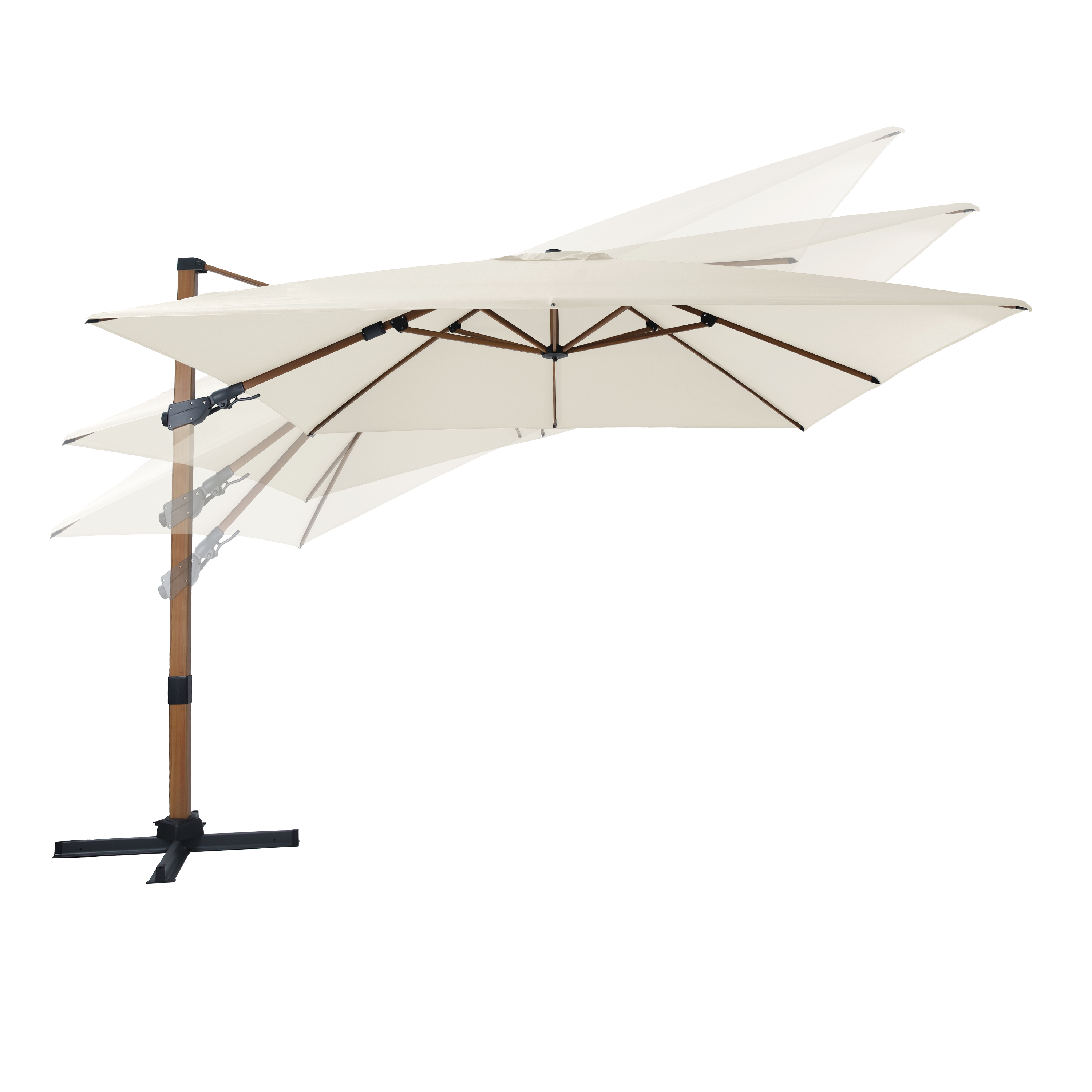 AXI Apollo Premium Parasol déporté 300x300cm aspect Bois/Beige