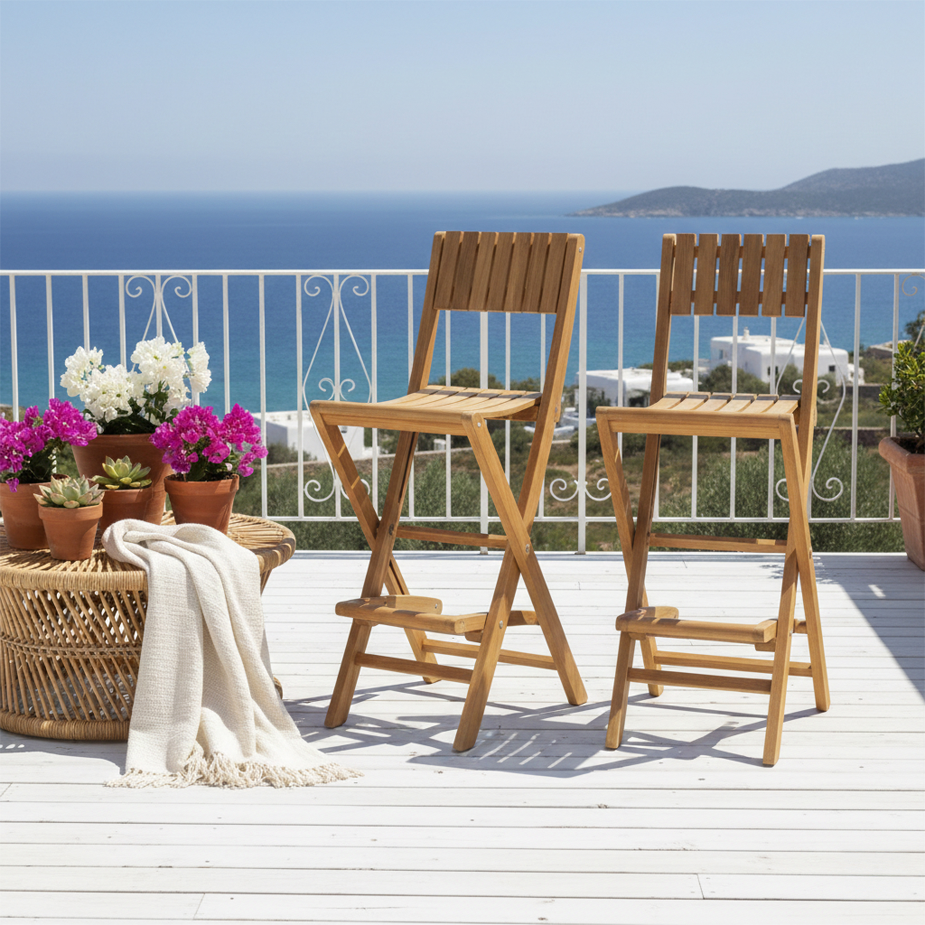 AXI Bruno Foldable Teak Bar Stools Set 2 pieces
