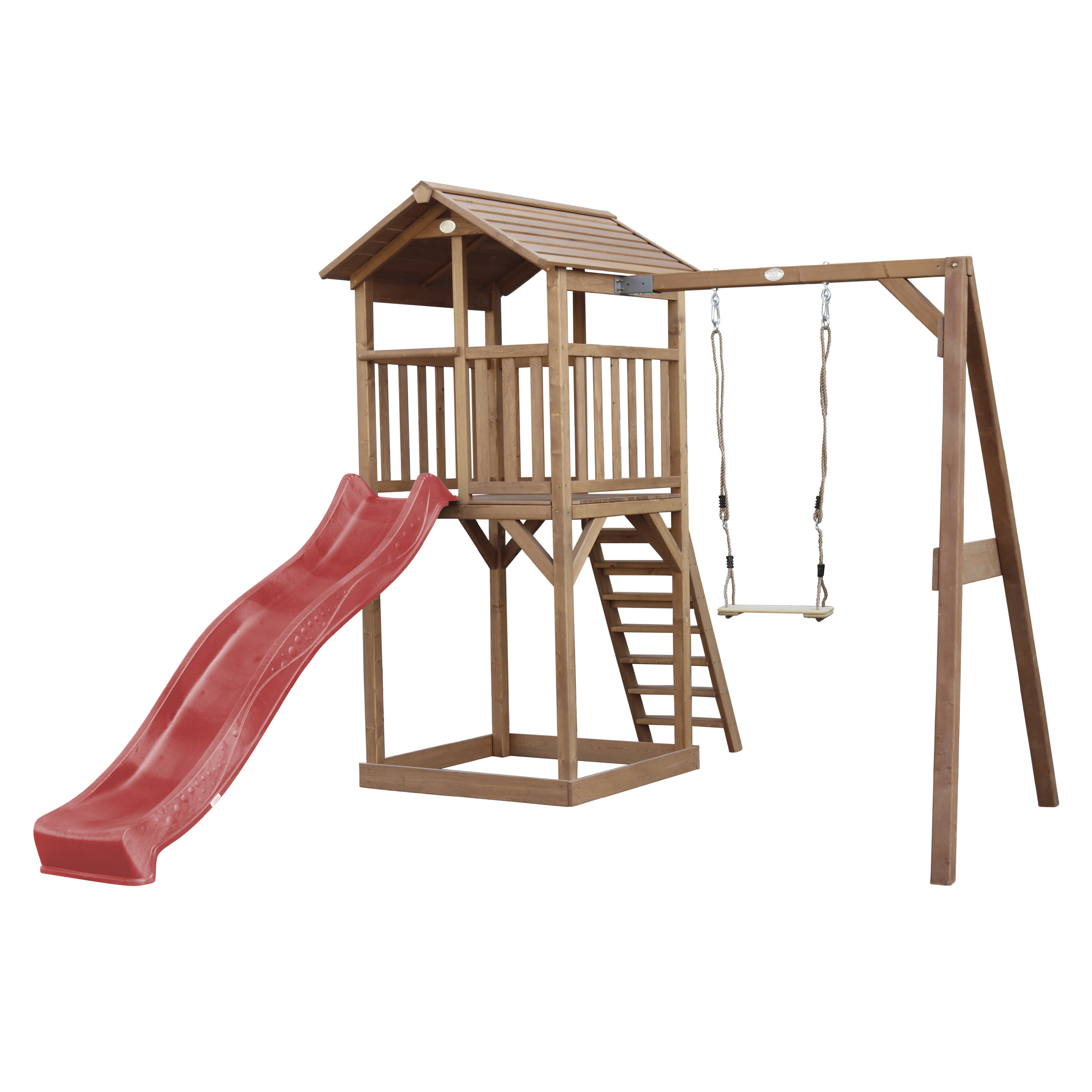 AXI Beach Tower with Single Swing Set Brown - Red