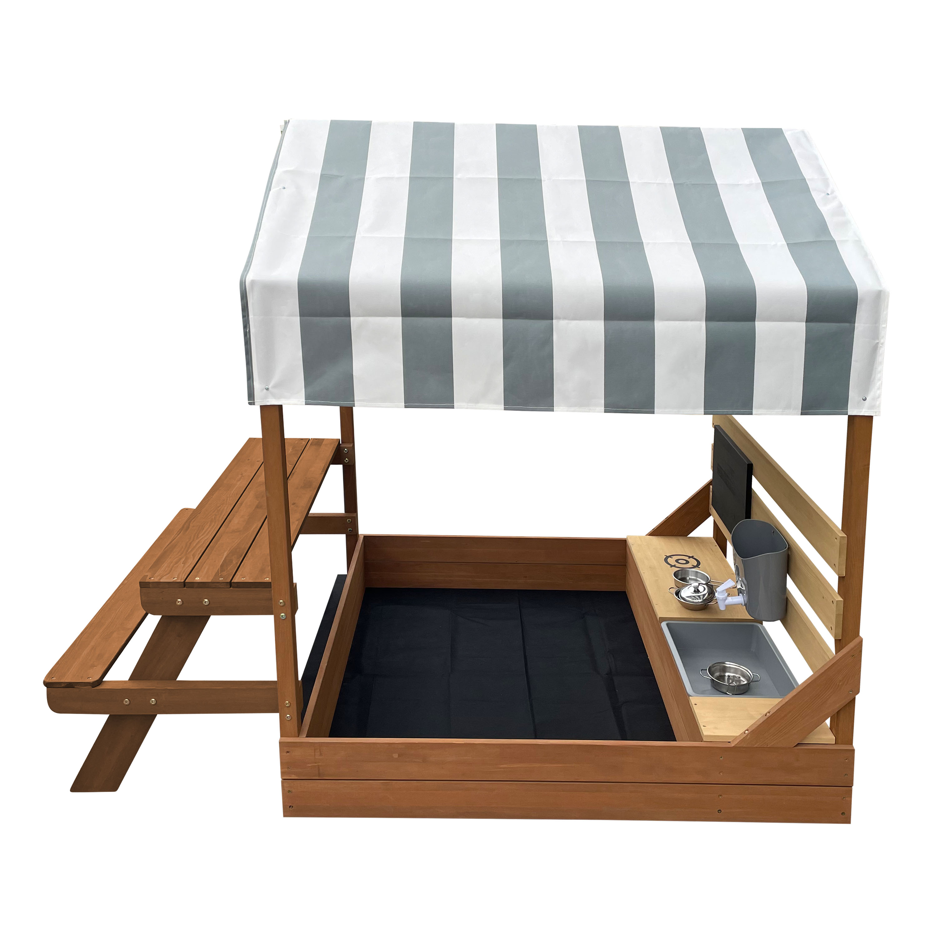 AXI Bo Sandbox & Playhouse with Play Kitchen and Picnic Table - 159 x 105 cm - Brown