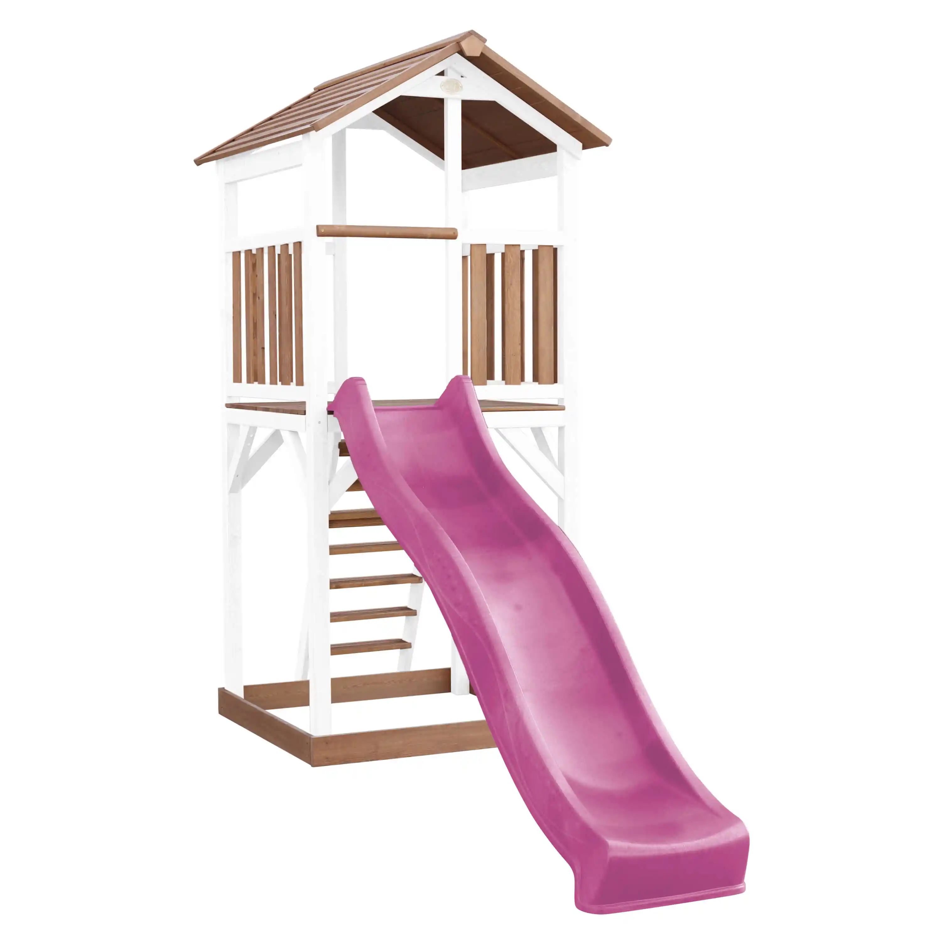 AXI Beach Tower Aire de jeux Marron/Blanche - Toboggan Violet