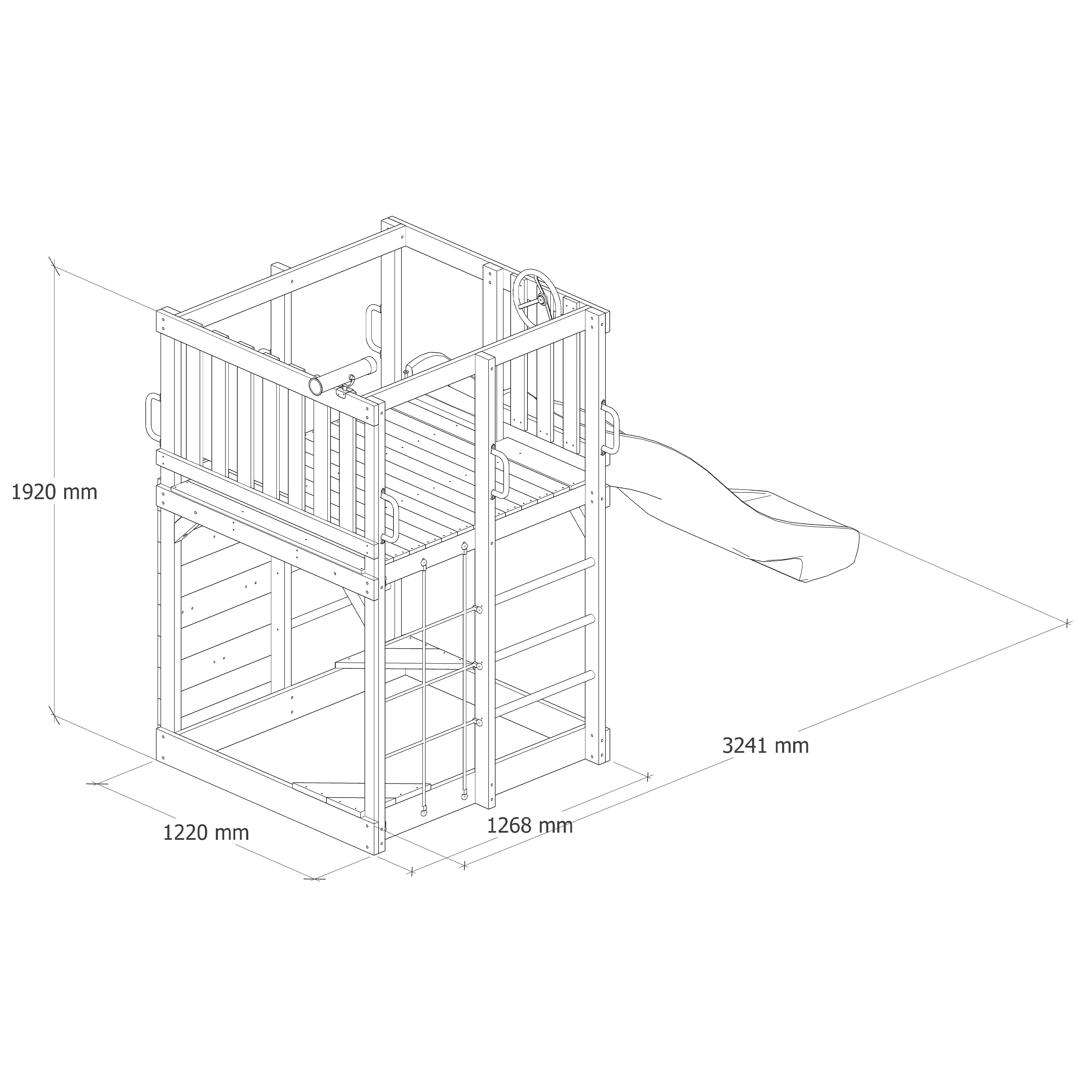 AXI Sam Climbing Frame with Climbing Wall, Climbing Net and Monkey Bars – Grey Slide